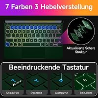 HOU iPad Billentyűzetes Tok - 7 Színű Háttérvilágítás, Érintőpad, QWERTZ - iPad Pro 11" (1-4. gen) és iPad Air (4-5. gen) Készülékekhez - Zö 5