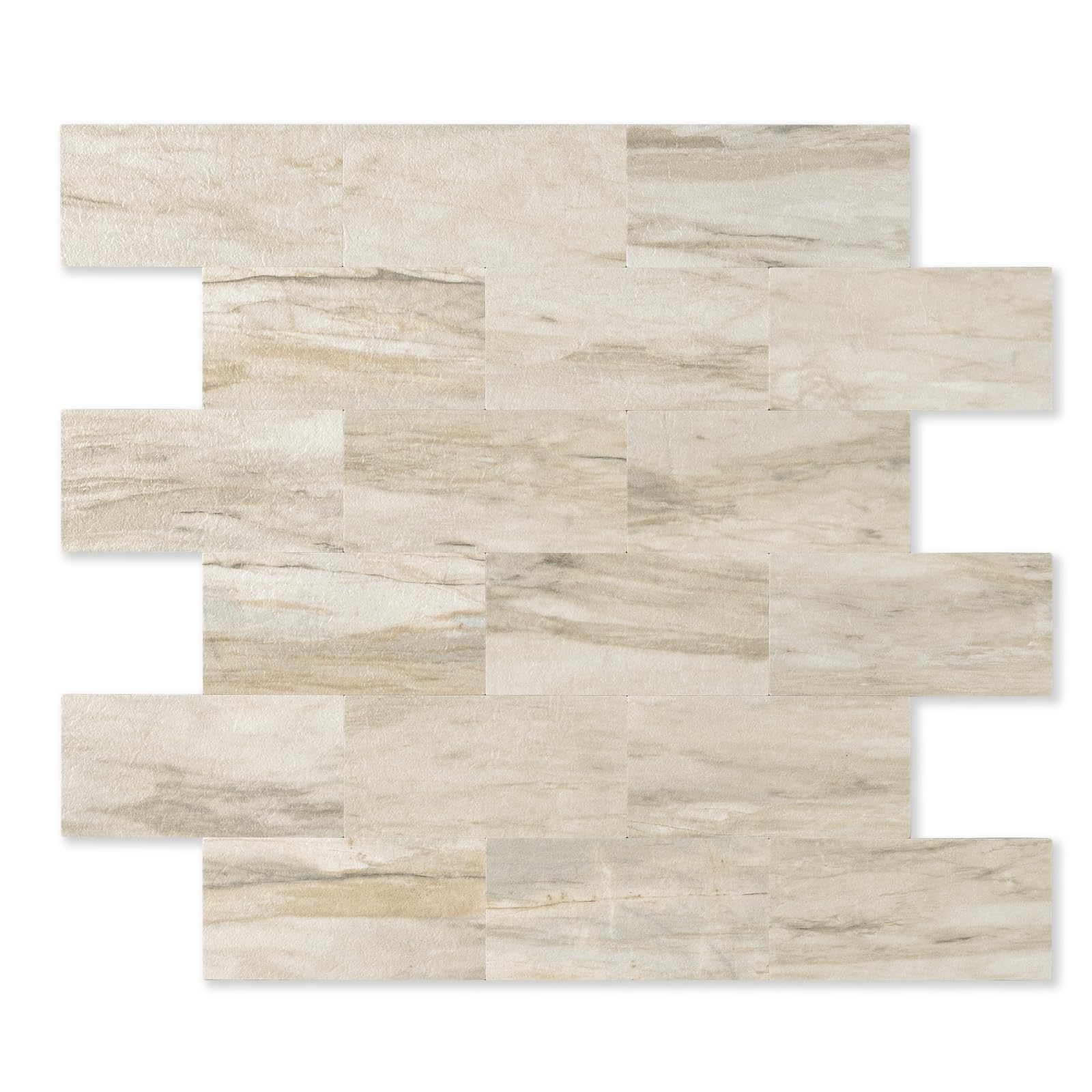 OYASIMI 20 Pieces Slate Beige Stone Stick on Tiles Kitchen Backsplash, 11.6"X11.4" PVC Wall Tiles, Self Adhensive Splashback for Kitchen & Bathroom — image 1