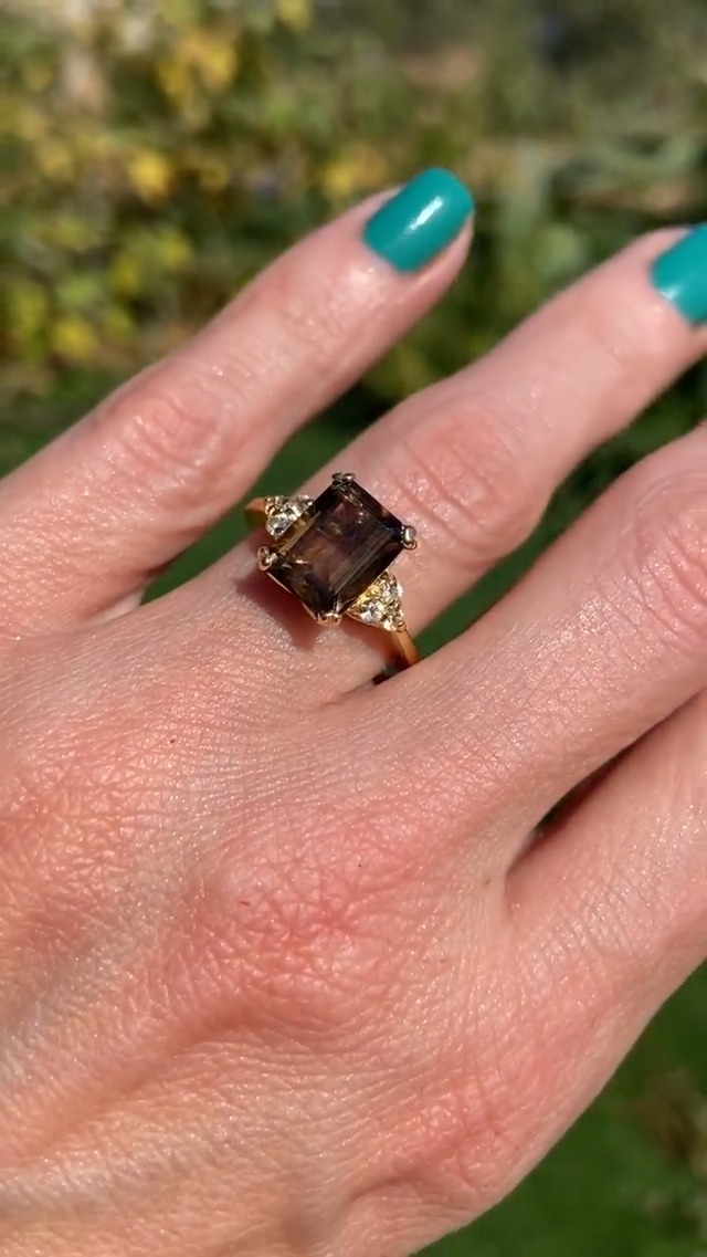 Amazon.com: Smoky Quartz Ring - Genuine Gemstone - Gold Ring