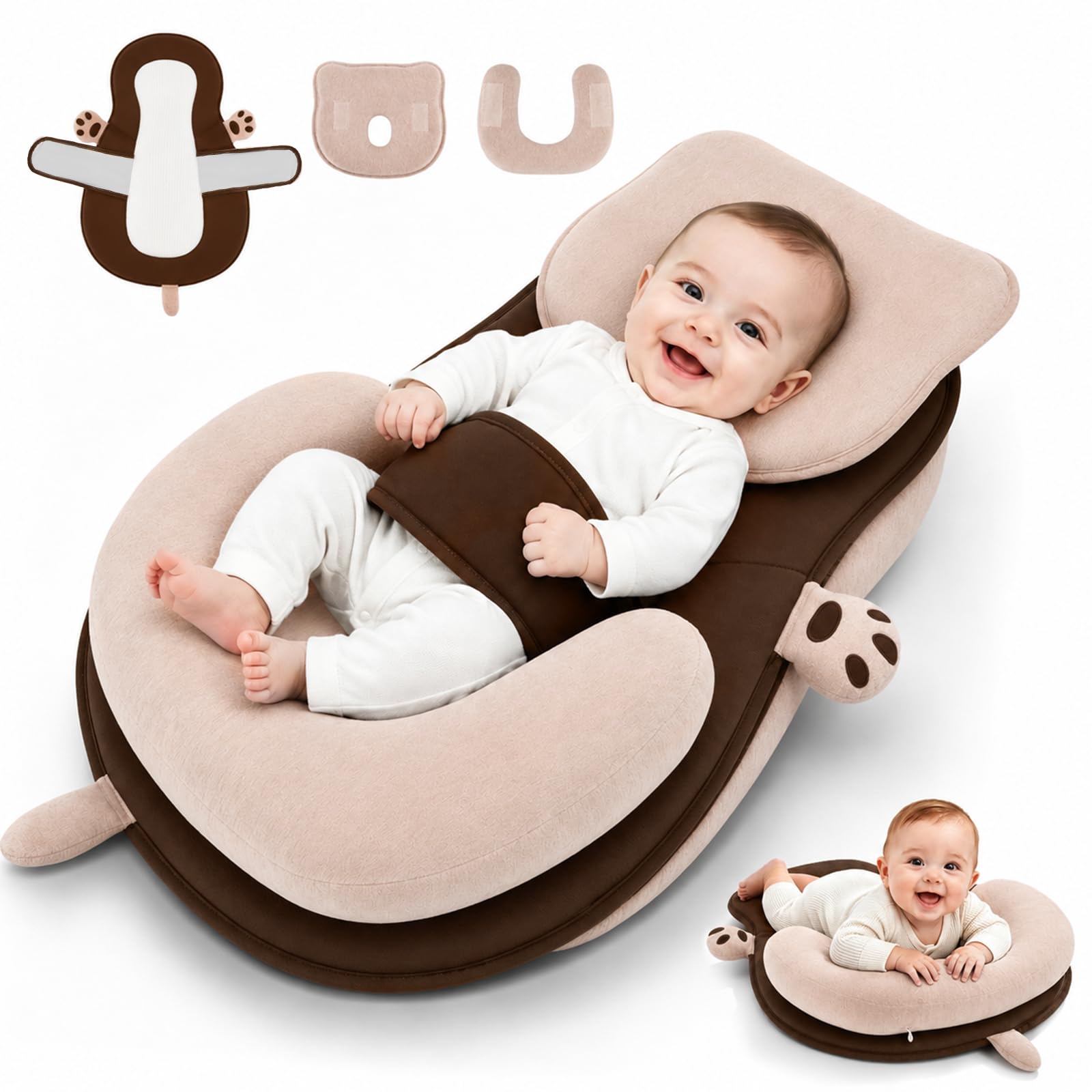 VeftBltrem Support Pillow for Nursing Mums, Anti Spit-Up Cushion for Breast & Bottle Feeding, Adjustable Memory Foam Feeding Pillow with Removable Washable Cover