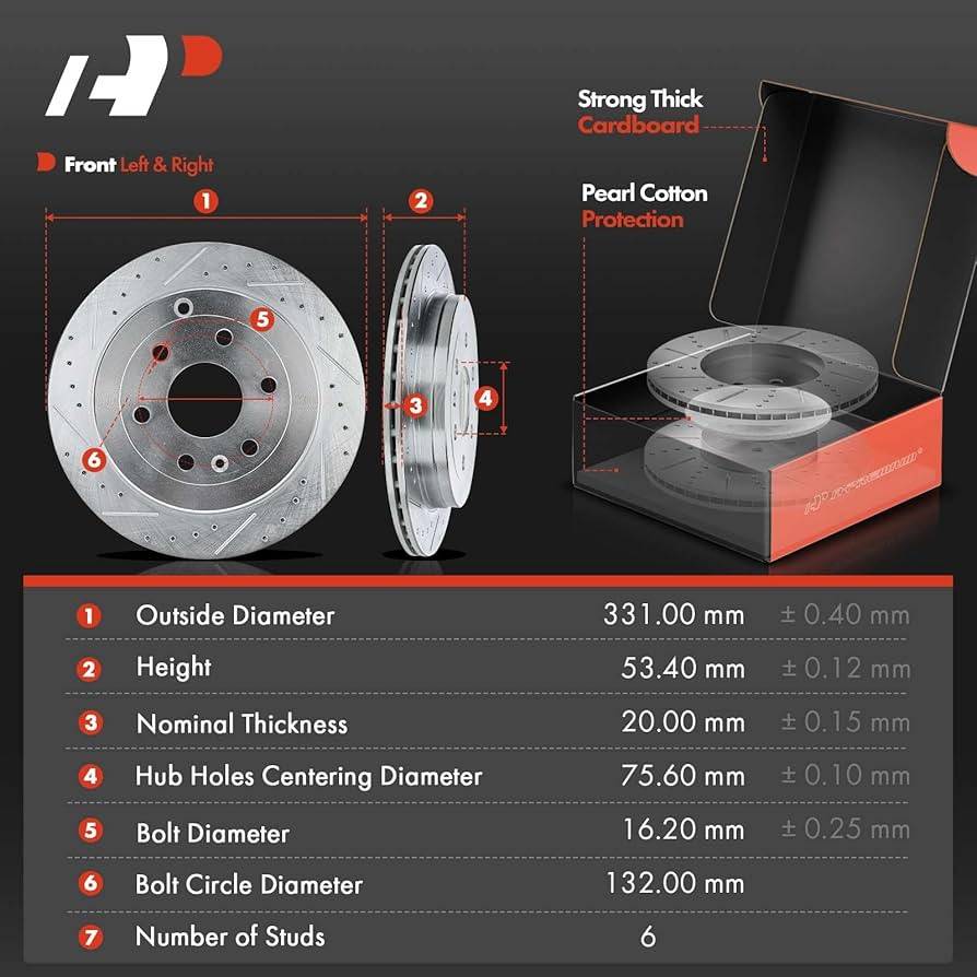 Amazon.com: A-Premium 13.02 in (331mm) Rear Drilled and