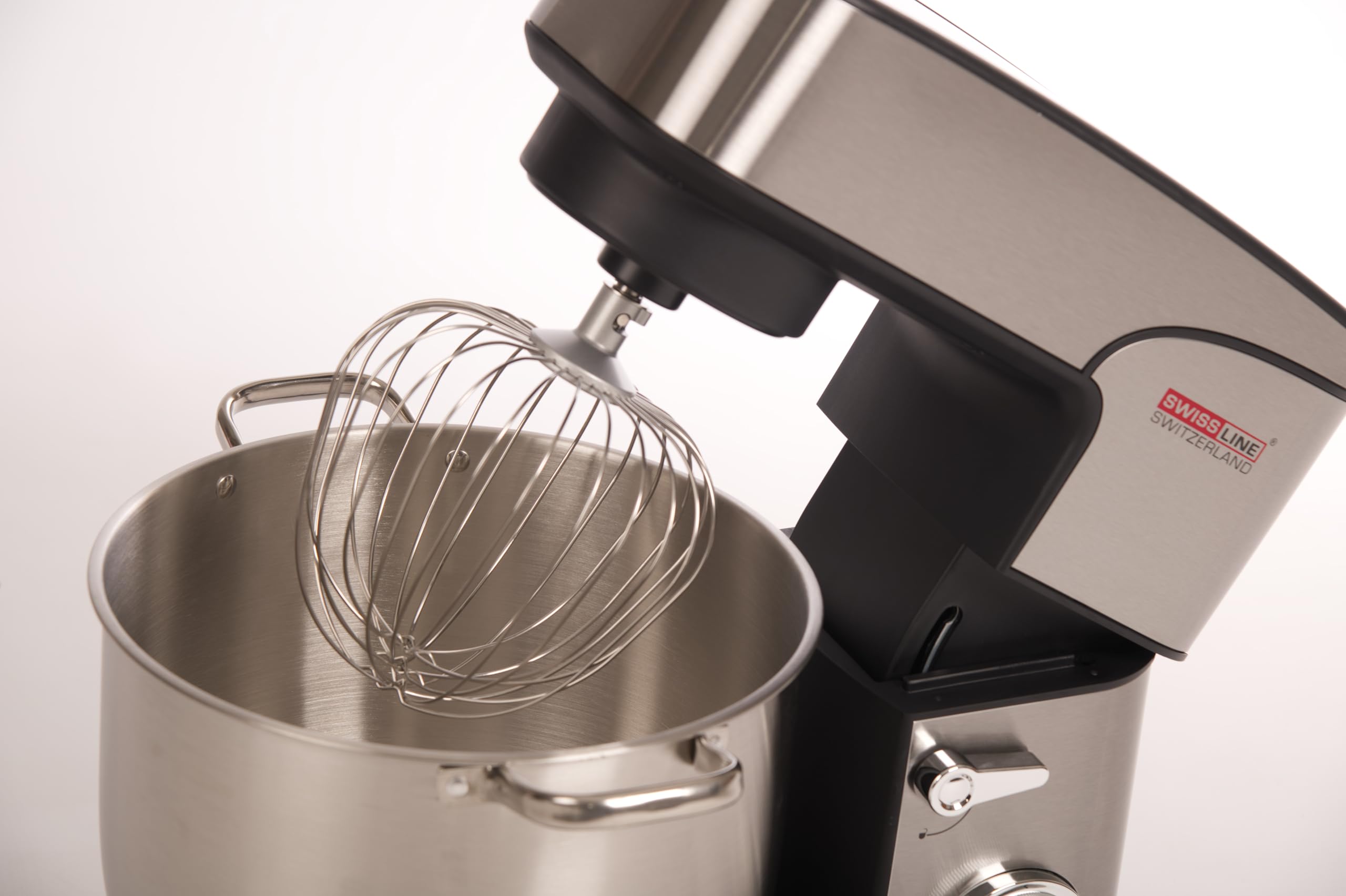 Swiss line® Robot Pâtissier Professionnel 3500W – Bol Inox 20L XXXXL – 12 Vitesses avec Écran LED Tactile & Minuteur – Pétrin Planétaire avec Crochet, Fouet, Batteur & Couvercle Anti-éclaboussures
