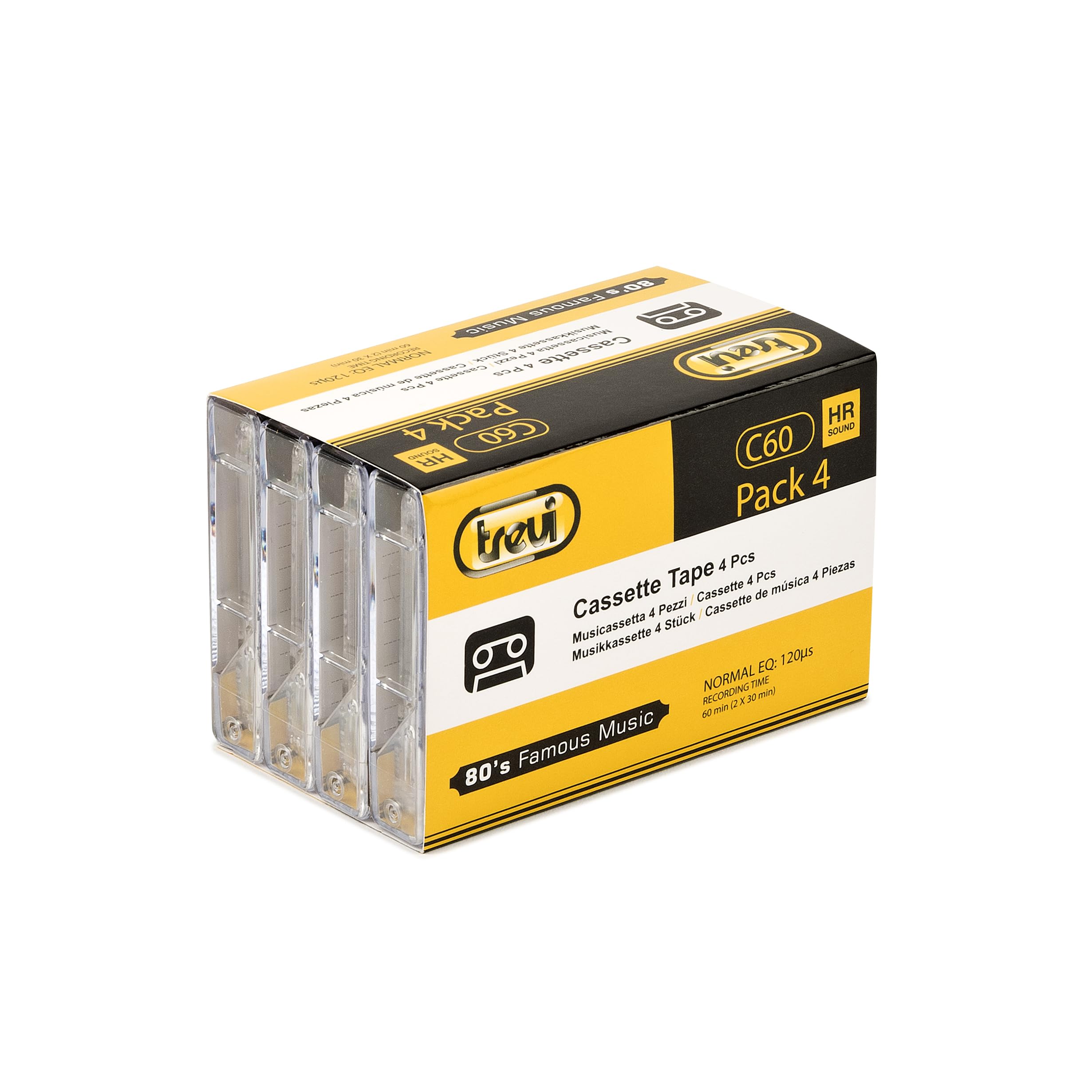 Trevi C 60 HR 4-pack cassette audio 60 minutes 30 min per side 120 µs eq bande magnétique vintage