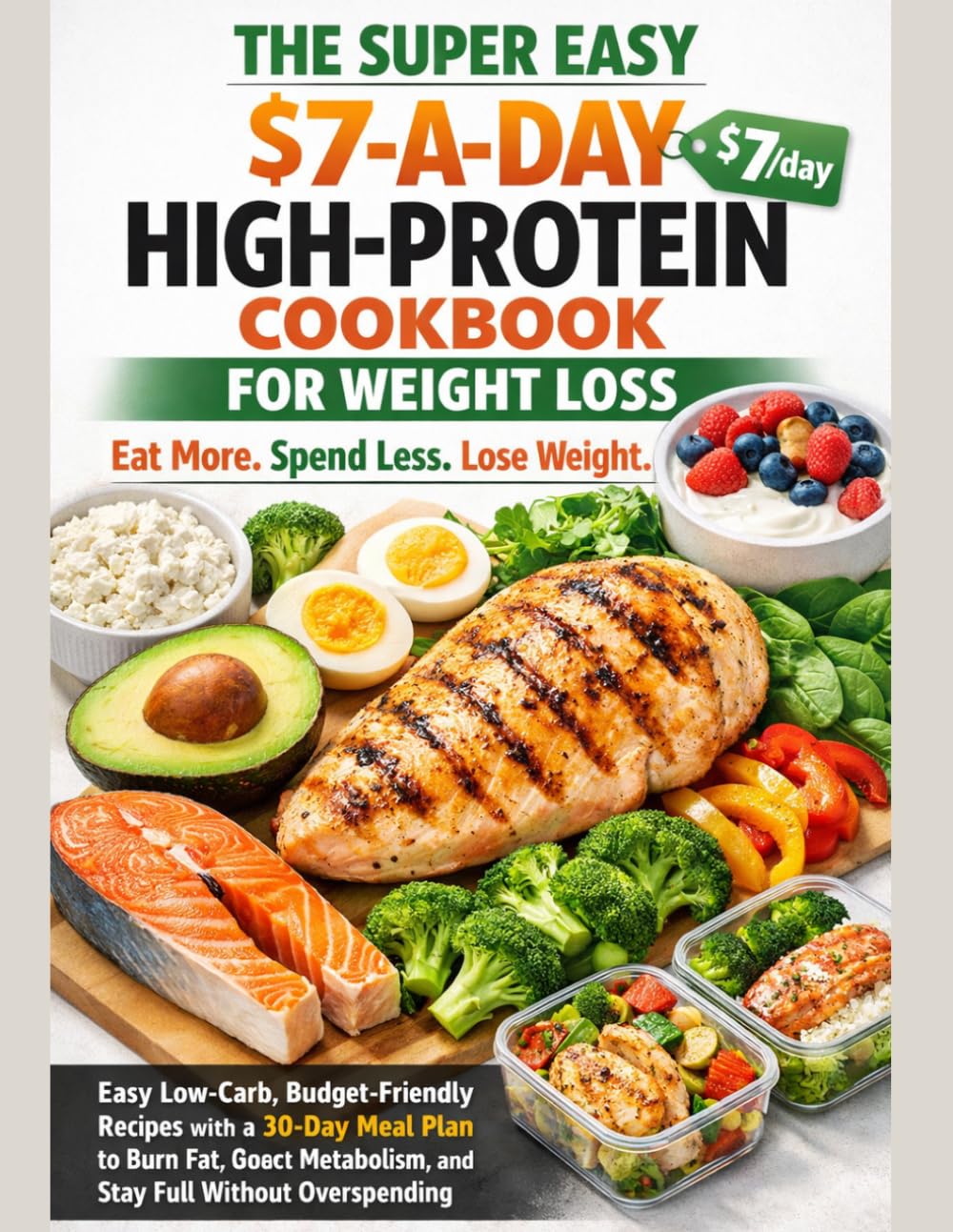 The Super Easy $7-a-Day High-Protein Cookbook for Weight Loss: Easy Low-Carb, Budget-Friendly Recipes with a 30-Day Meal Plan to Burn Fat, Boost Metabolism, and Stay Full Without Overspending