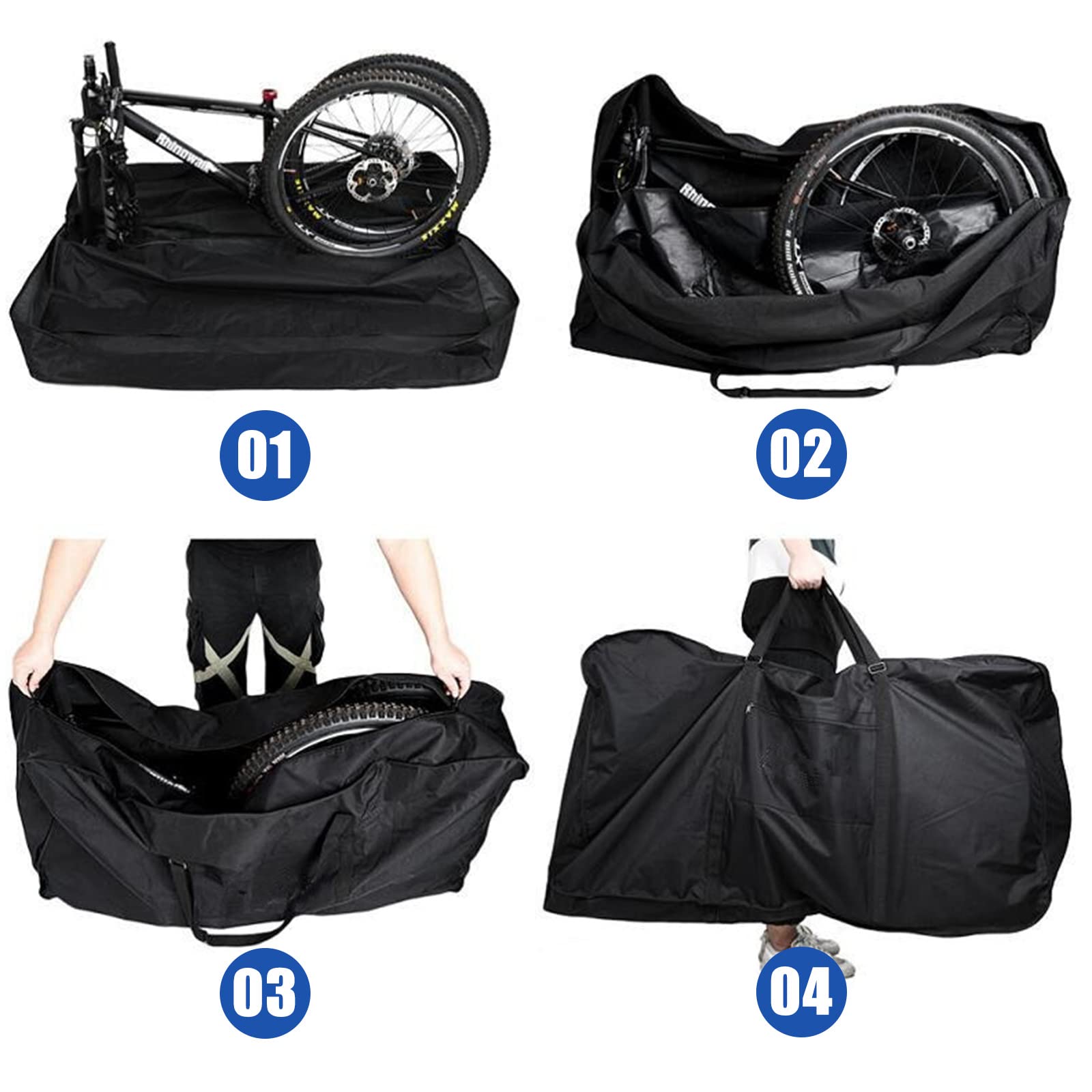 Składana torba rowerowa, 26-29", wodoszczelna torba transportowa z kieszeniami, torba transportowa na rower, MTB, rower szosowy, do transportu, przechowywania, 130 x 25 x 82 cm