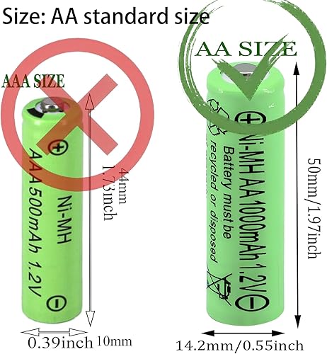 Miniatura 2 de Paquete de 16 baterías recargables NiMH AA de 1.2 V NiMH de 1000 mAh de alta capacidad, baterías precargadas, doble A para luces solares de jardín,