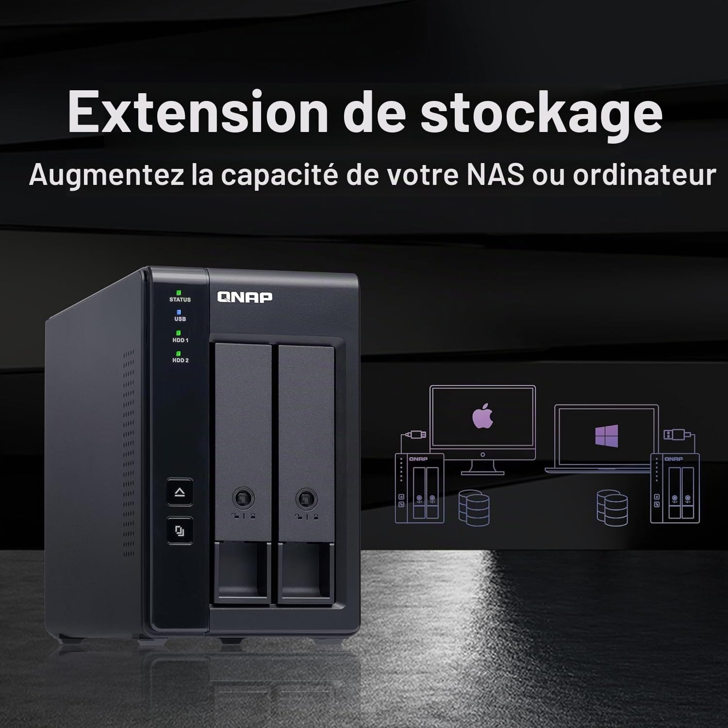 QNAP TR-002 Boîtier de disques de Stockage Boîtier Disque Dur SSD Noir 2 5 3 5"