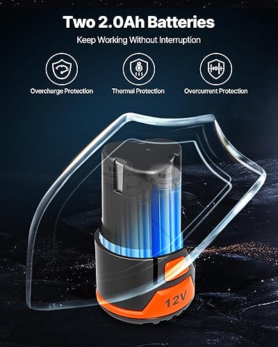 Miniatura 3 de VEVOR Destornillador de impacto, 14 pulgadas, velocidad máxima de 3000 RPM, motor sin escobillas de 12 V, kit de destornillador de impacto eléctrico