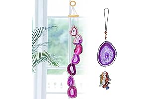 Soothing Crystal Wind Chimes Adorned with Vibrant Purple Glass Stones