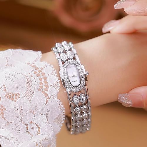 Miniatura 4 de BESTKANG Delicados relojes para mujer, estilo vintage, pulsera de diamantes de imitación, reloj de pulsera de lujo pequeño ovalado de cuarzo para