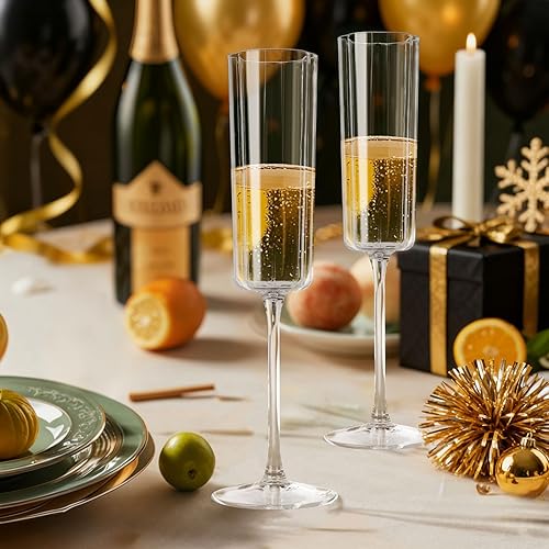 Miniatura 5 de Ciaell Paquete de 24 copas de champán de plástico, copas de plástico onduladas de champán de 6 onzas, flautas desechables vintage resistentes para