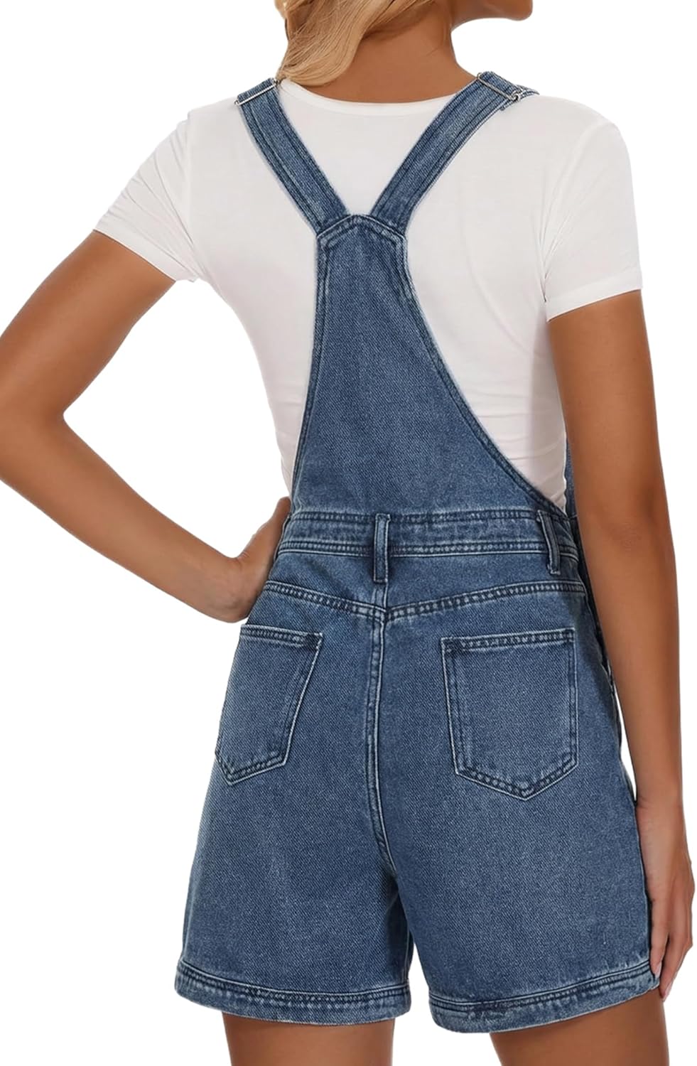 EMMIOL Overalls for Women Denim Shorts Summer Jeans Jumpsuits Adjustable Strap Bib Loose Fit Denim Overalls Casual
