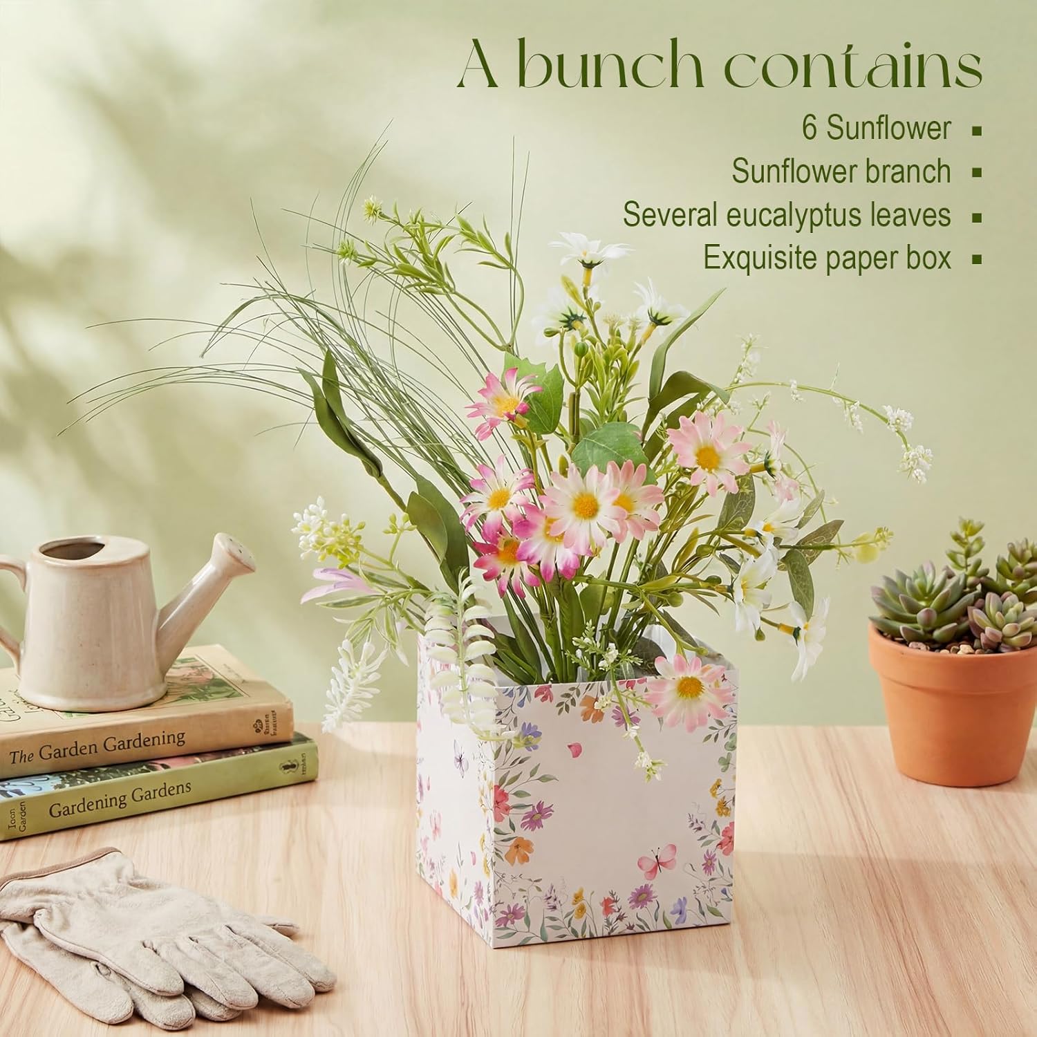 Giegxin 12 Sets Wildflower Table Centerpieces Artificial Spring Wildflower with Flower Paper Boxes Spring Flower Theme Party Supplies for Wedding Birthday Baby Shower Tea Party Decorations