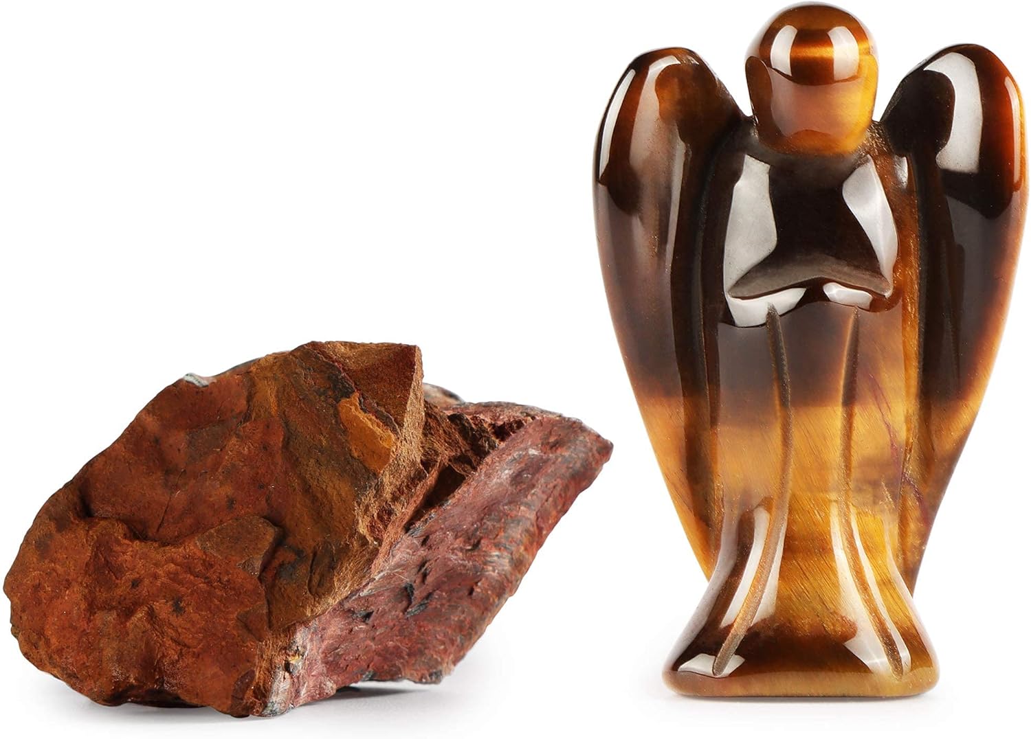 Artistone 2" Tiger Eye Crystal Angel Statue Natural Gemstone Healing Crystals Angel Figurines Pocket Guardian Angel Stones for Your Love Prayer Home Decor Gifts - Image 3