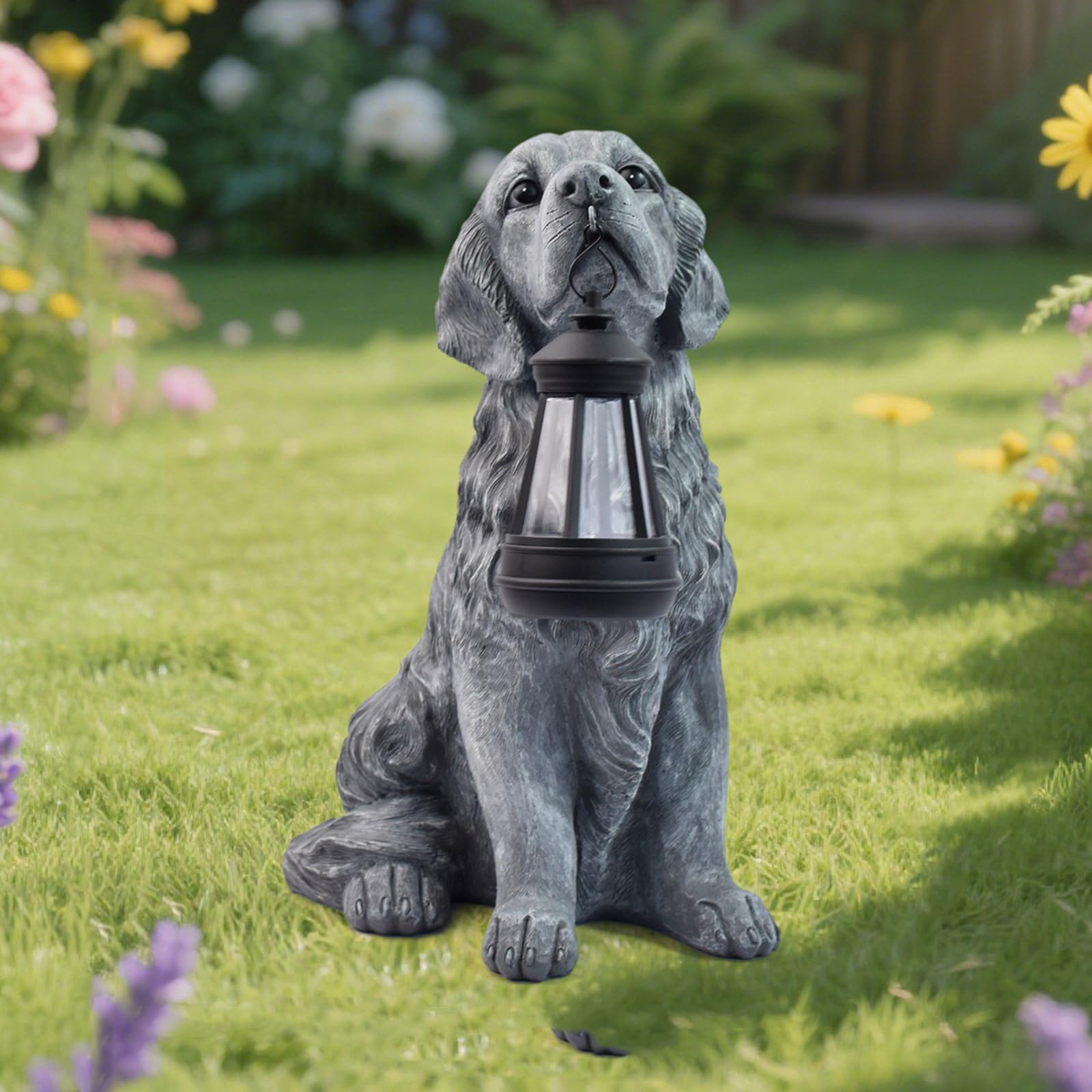 Lampada solare resistente delle passerelle della statua del giardino di energia solare di forma per le statue del cane della decorazione del percorso del portico con la luce