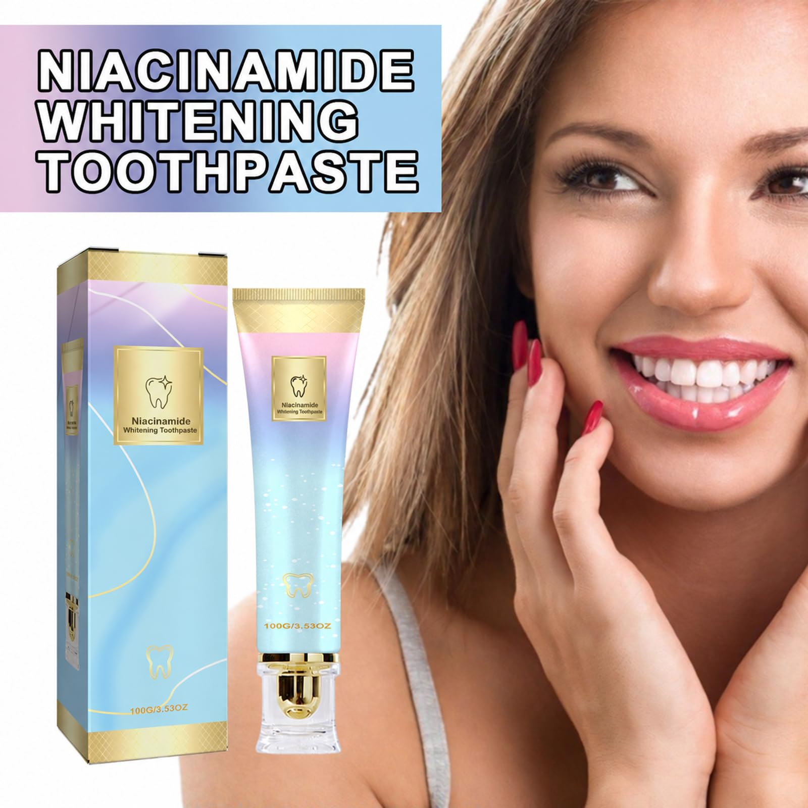 Dentifricio sbiancante alla niacinamide per adulti, gel sbiancante per la rimozione intensiva delle macchie, crema per lo scolorimento della superficie, formula per la sensazione della bocca (6PCS)