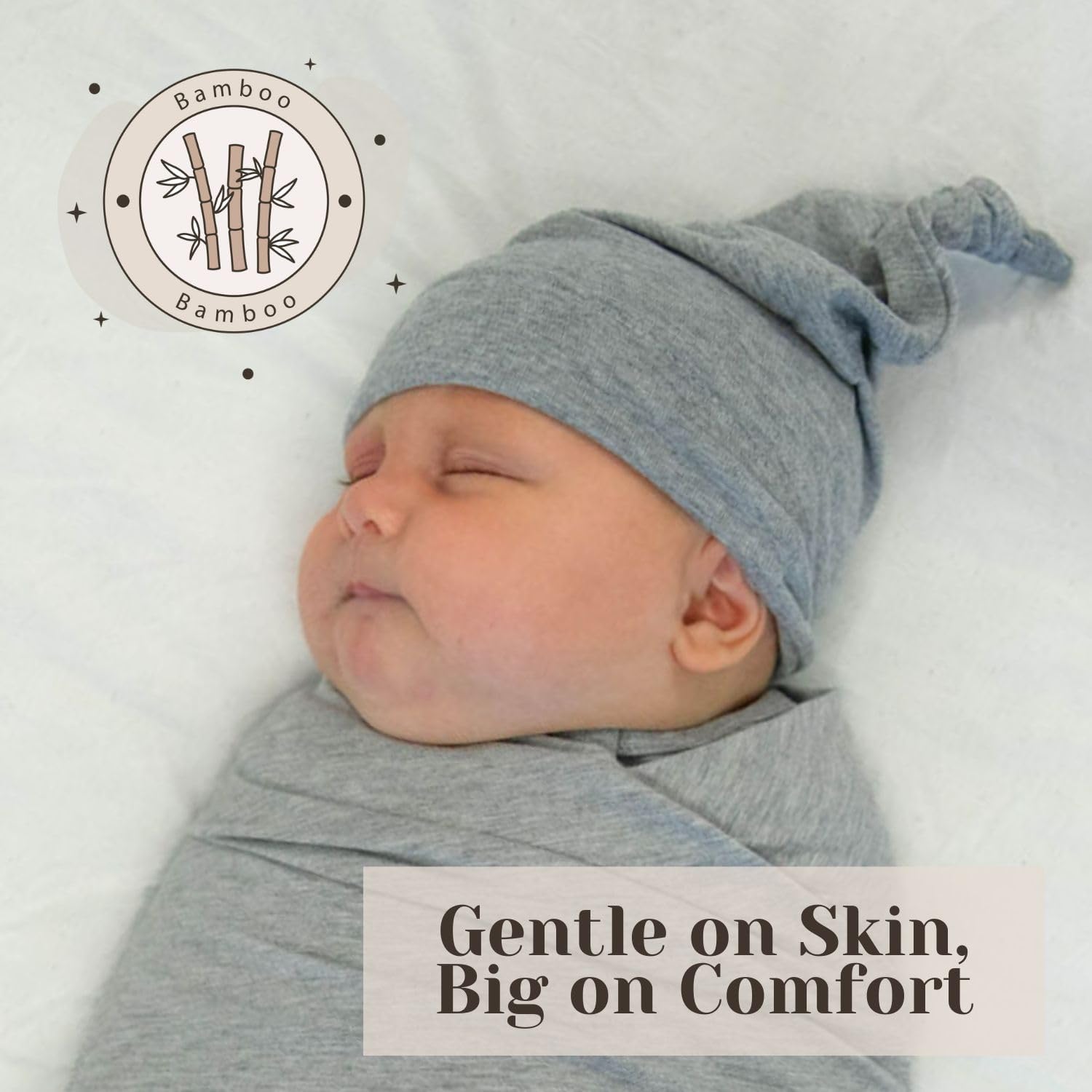 Bamboo Set-of-4 Baby Hats, Knotted Buttery-Soft Baby Hats in Size Newborn