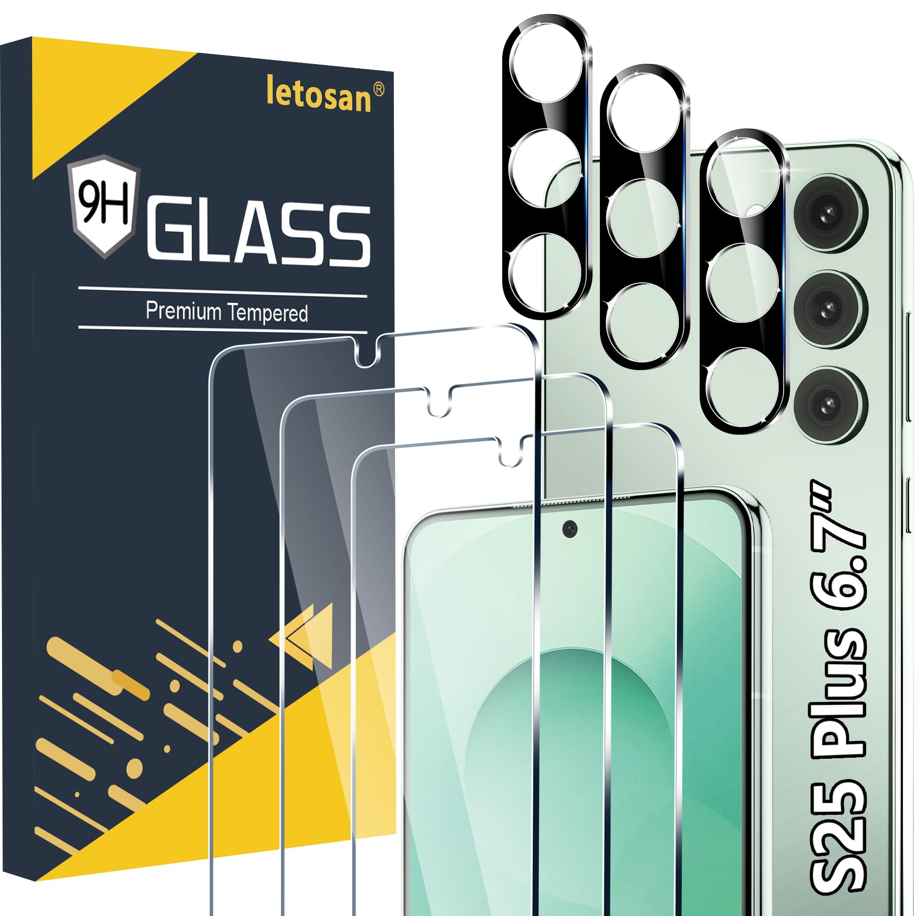[3+3 Pack] for Samsung Galaxy S25 PLUS Screen Protector, 9H Tempered Glass, Ultrasonic Fingerprint Compatible, HD Clear Case Friendly for Samsung S25 PLUS Tempered Glass Screen Protector 5G