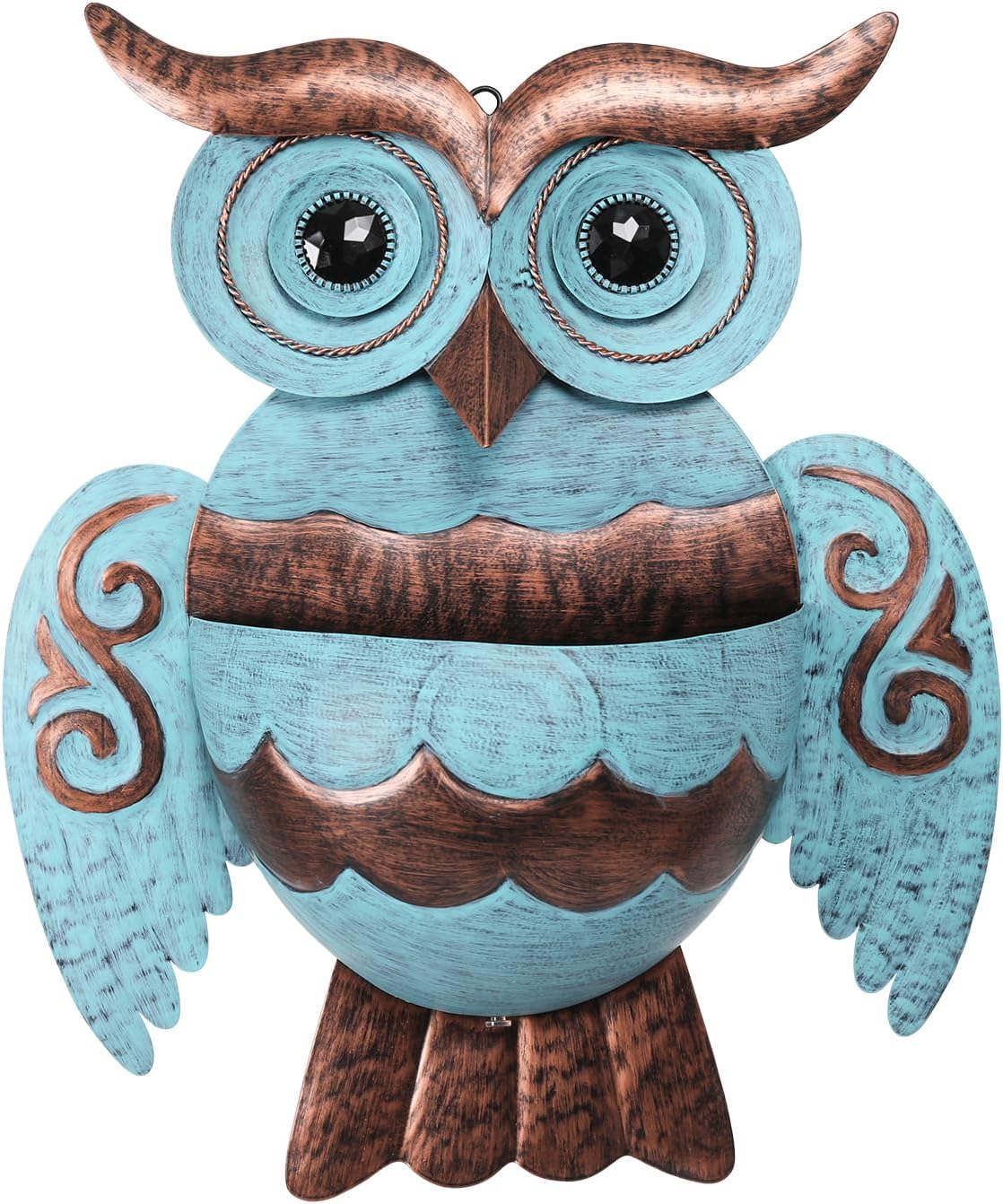 Metal Wall Planter Owl Wall Mounted Planters Small Flower Pot with Drainage for Indoor Outdoor Farmhouse Hanging Planter Succulent Plant Container Vertical Garden Yard Decor