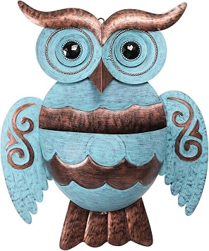 Metal Wall Planter Owl Wall Mounted Planters Small Flower Pot with Drainage for Indoor Outdoor Farmhouse Hanging Planter Succulent Plant Container Vertical Garden Yard Decor