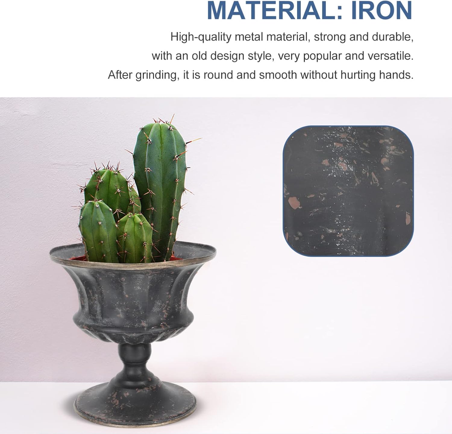 Milisten Urn Planter Metal Urn Pot Farmhouse Metal Bucket Iron Vase Vintage Style Pot for Front Porch Door Deck Balcony Decoration