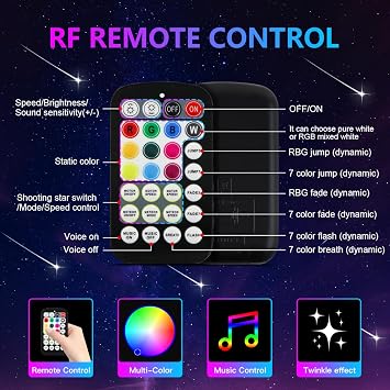 AZIMOM 16W Twinkle & Sound Activate 550pcs*0.03in*9.8ft Fiber Optic Starlight Headliner Kits+RGB Meteor Shooting Star,APP& Remote Control Light Engine End Glow Fiber Strands Home Car Ceiling Decor