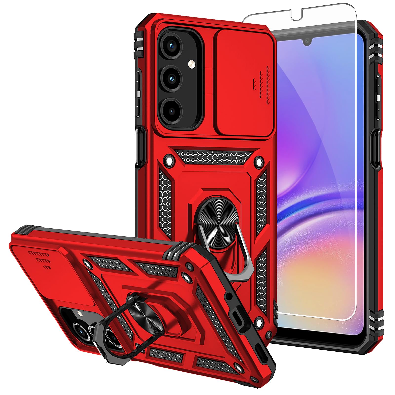for Samsung A16 5G Case,with Screen Protectors and Camera Cover,[Military Grade] 16ft.Drop Tested Cover with Magnetic Kickstand Protective Case for
