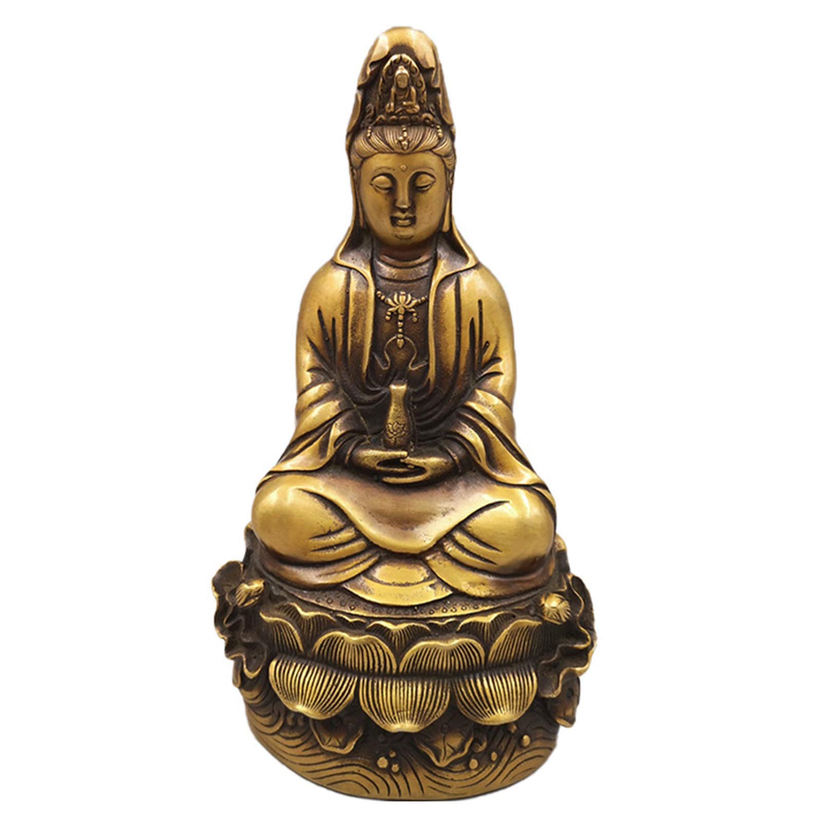 Kingzhuo Schattig mooi Quan Yin standbeeld Mooie Cartoon Kuan Yin standbeeld Kleine Guan Yin standbeeld Godin van Genade Guan Jin Meditatie Boeddha Standbeeld Home Decor Feng Shui Gift 4.4 inch lang