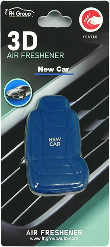 FH1017BLUE New Car 3D Scented Blue Air Freshener 1-Pack Clip-On Non-Toxic, Plastic Alcohol-Free Fragrance Oil Car Seat Shape Long Lasting for Cars, Trucks, SUVs, Closets, Small Spaces, etc.