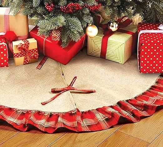 OLYPHAN Burlap Christmas Tree Skirt 