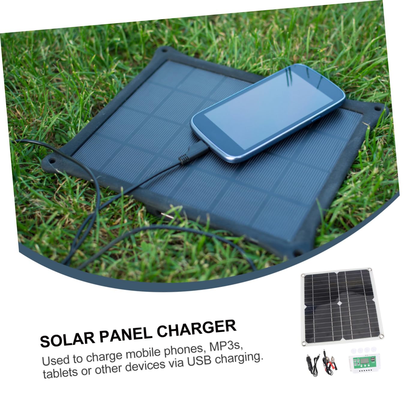 HANABASS 1 Ensemble Chargeur Solaire Portable avec Panneau Monocristallin pour Camping Randonnée et Voyage Équipement de Charge Extérieur Pratique et Durable