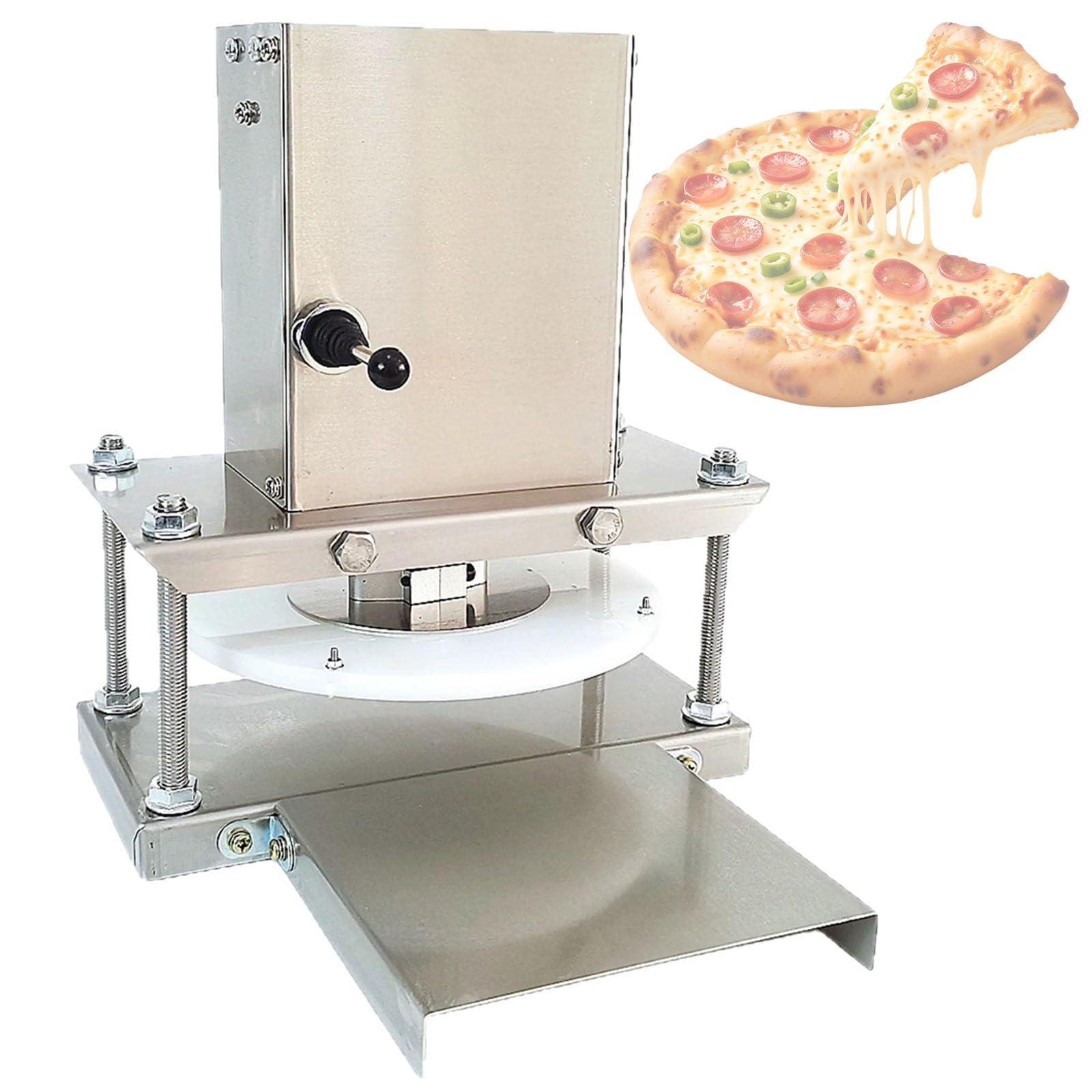 Pressa Elettrica Professionale per Impasto Pizza, Tortilla E Polpettone | Rullo per Pizza Ad Alta Velocità, 400 Pezzi, Fino a 22/25/30 Cm, Acciaio Inossidabile, Interruttore a LEVA(22cm)