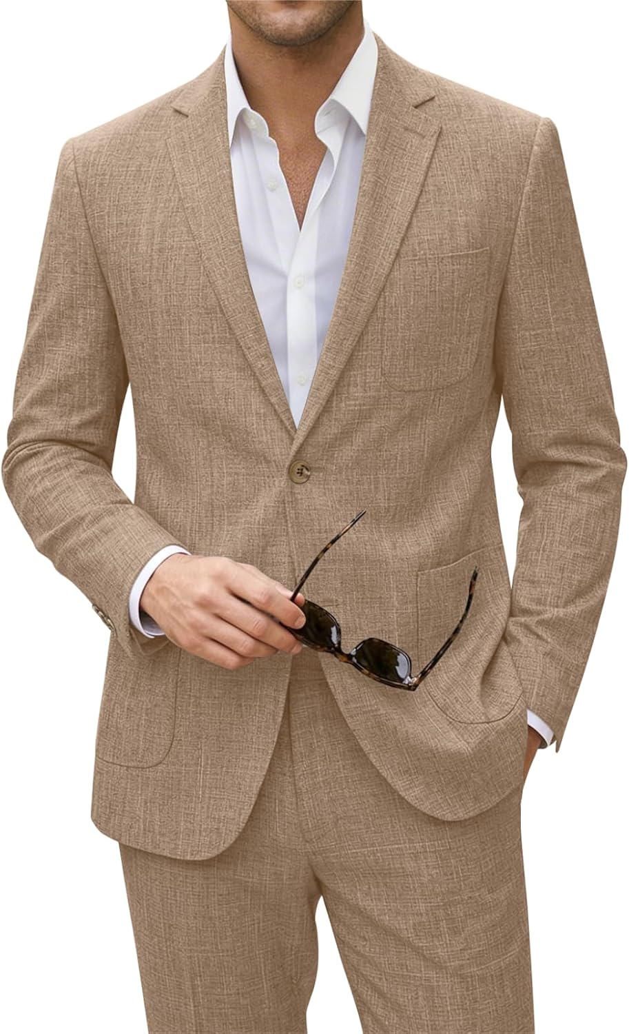 Men's Suit Slim Fit 2 Piece Suits for Wedding Prom Casual Suit Jacket Pants Lightweight Tuxedo Suits