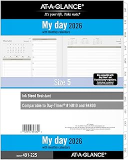 AT-A-GLANCE 2026 Planner, Daily, 8-1/2" x 11", Folio Size 5, Two Page Per Day Refill, Loose-Leaf (491-225-26)