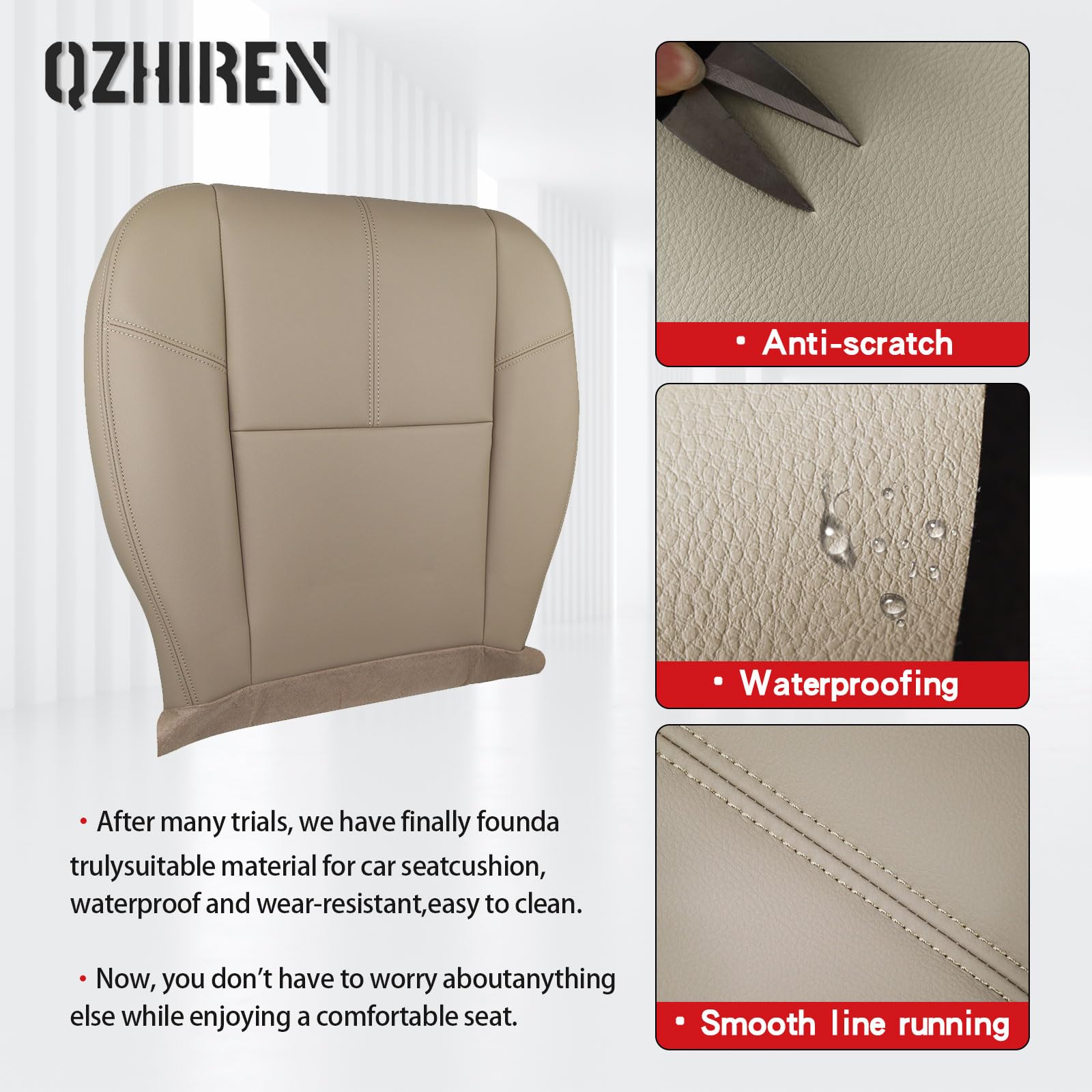 Funda de piel para asiento de coche para SLD-07-14, color beige