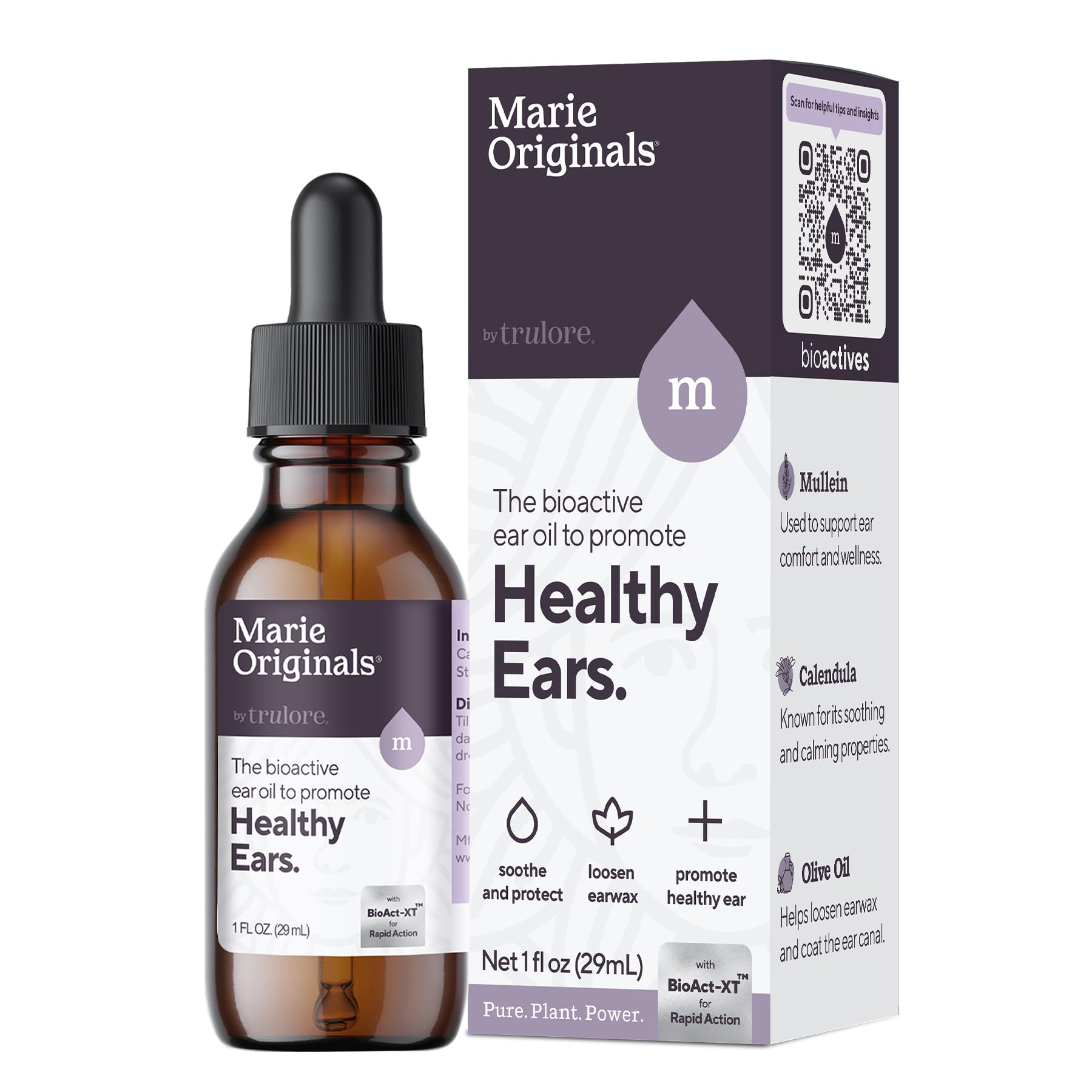 Organic Ear Oil for Earache Irritation, All Natural Eardrops for Infection Prevention, Swimmer's Ear and Wax Removal - Kids, Adults, Baby, Dog Earache Remedy - with Mullein, Garlic | Marie Originals