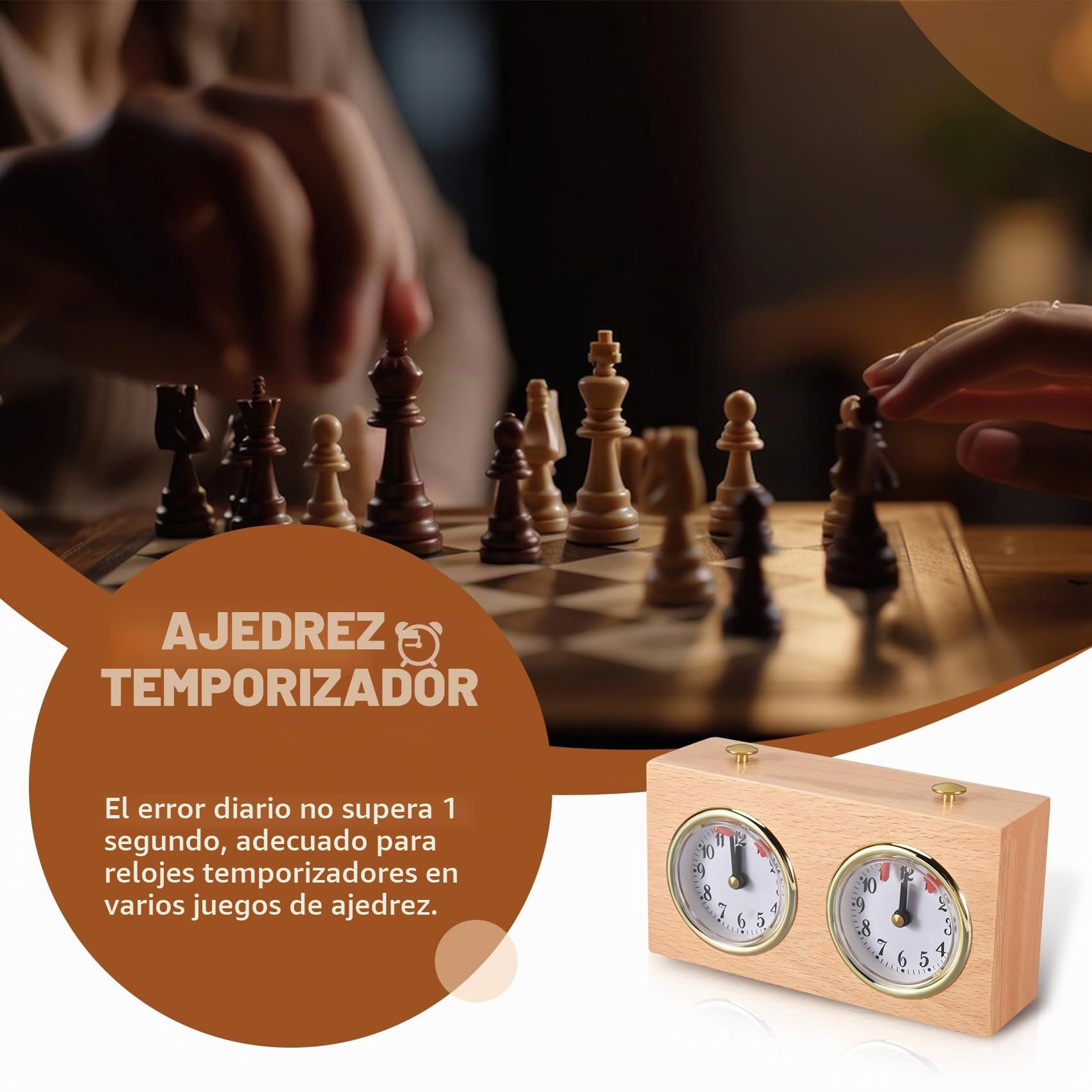 Temporizador de ajedrez, reloj de ajedrez digital profesional, temporizador de conteo de madera, reloj de ajedrez internacional portátil