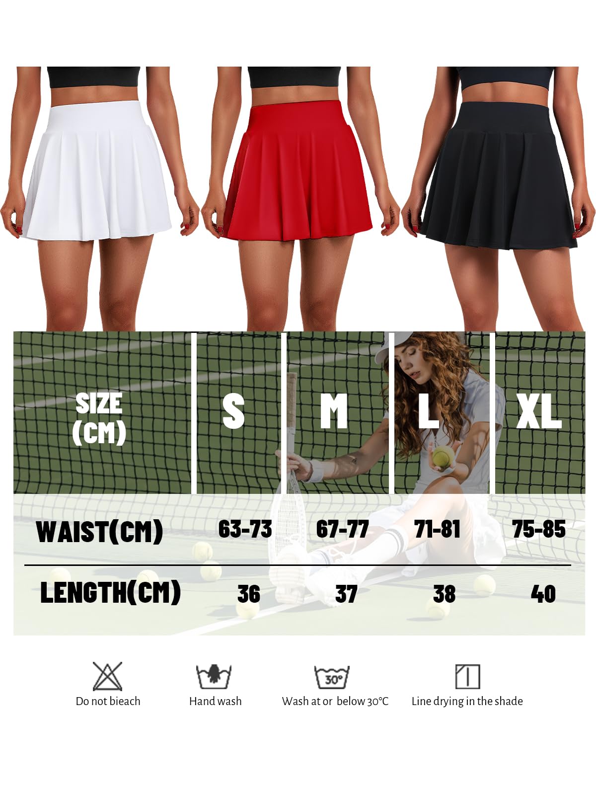 Falda de tenis para mujer con pantalón, falda plisada de cintura alta, falda deportiva de golf con 3 bolsillos