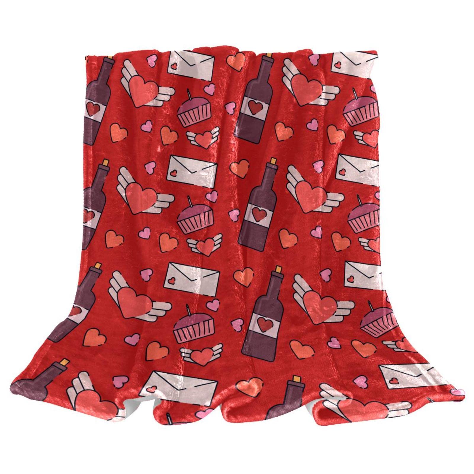 Couverture polaire légère canapé plaid peluche imprimé gâteau Saint-Valentin