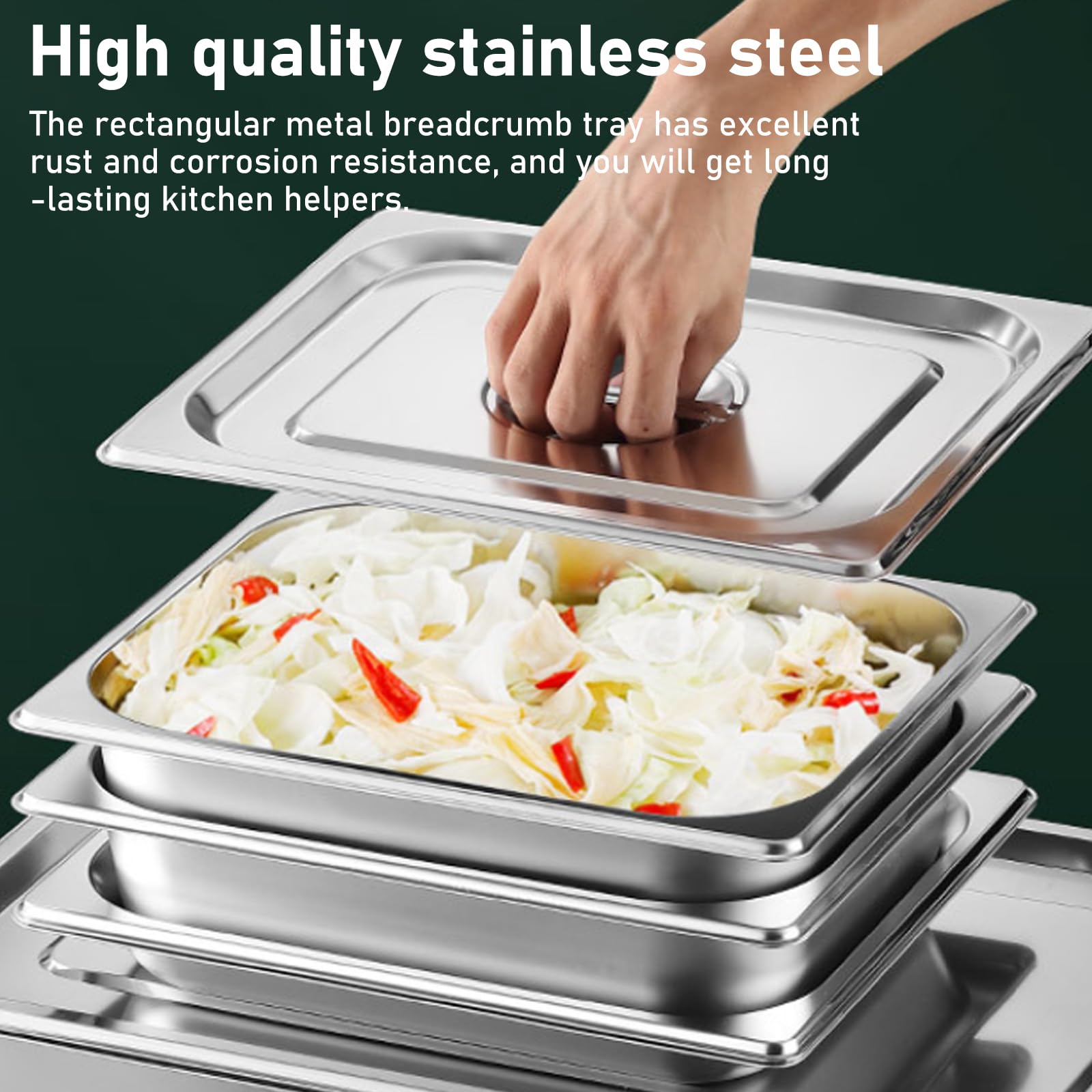 Juego de 4 recipientes de acero inoxidable con tapa, GN 1/9 (17,5 x 11 x 10 cm) – Juego de bandejas para catering, buffet, chuletas, carne y pescado, juego de recipientes gastronorm de metal