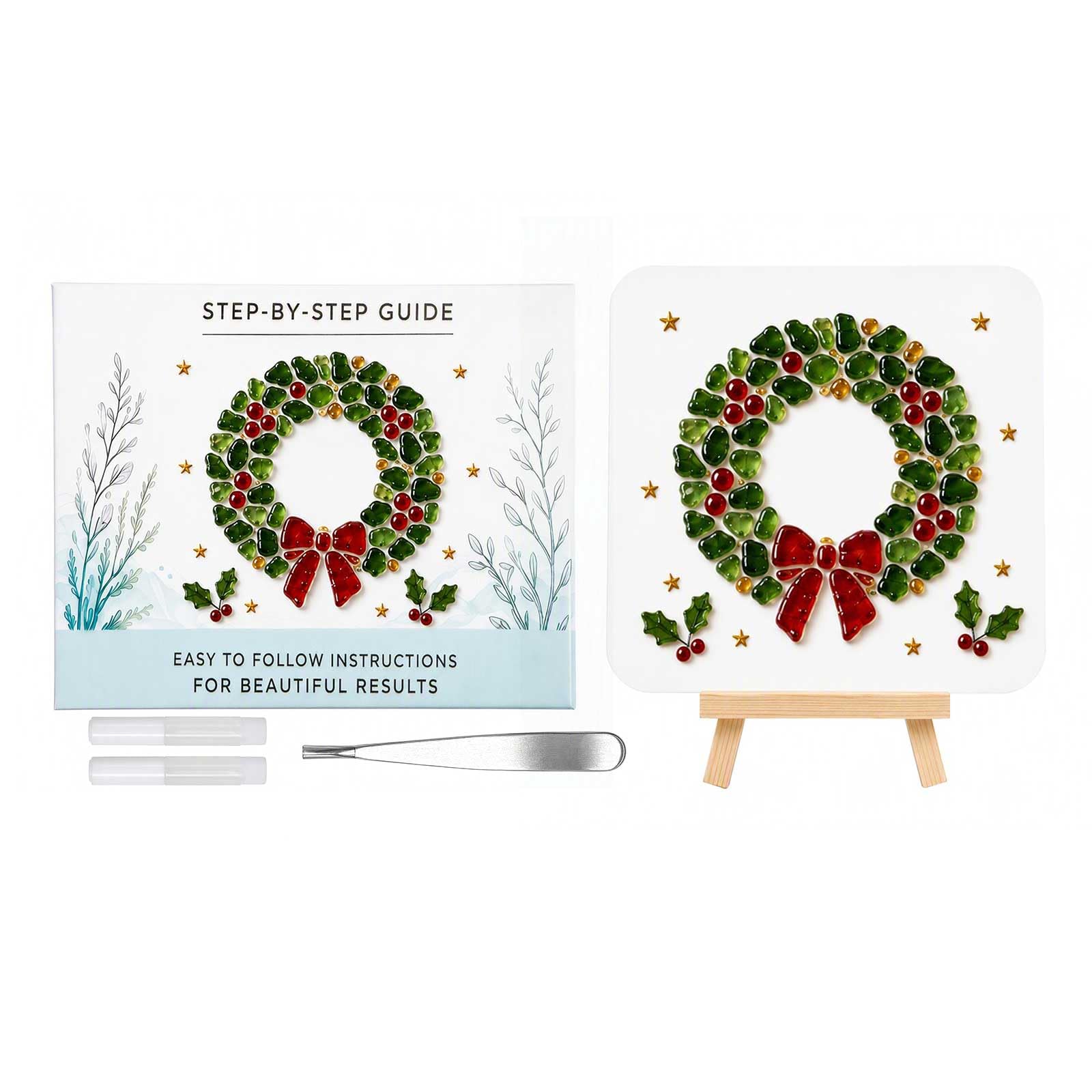 DIY Sea Glass Mosaic Kit Multi-Purpose for Home Decoration (Xmas Wreath)