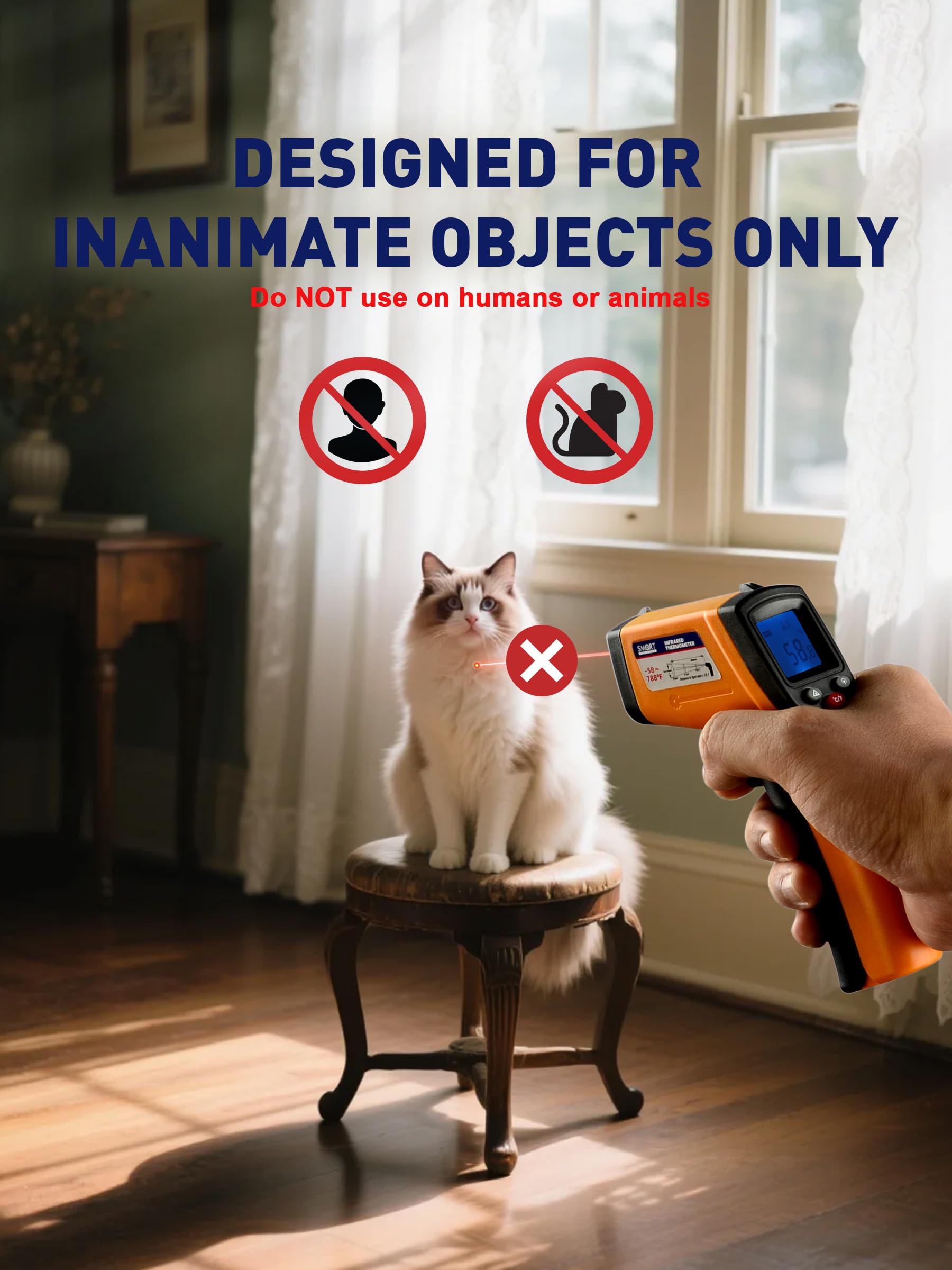 Infrared Thermometer Gun -58°F to 788°F Range (Not for Human Body Temp) — Amazon image 8