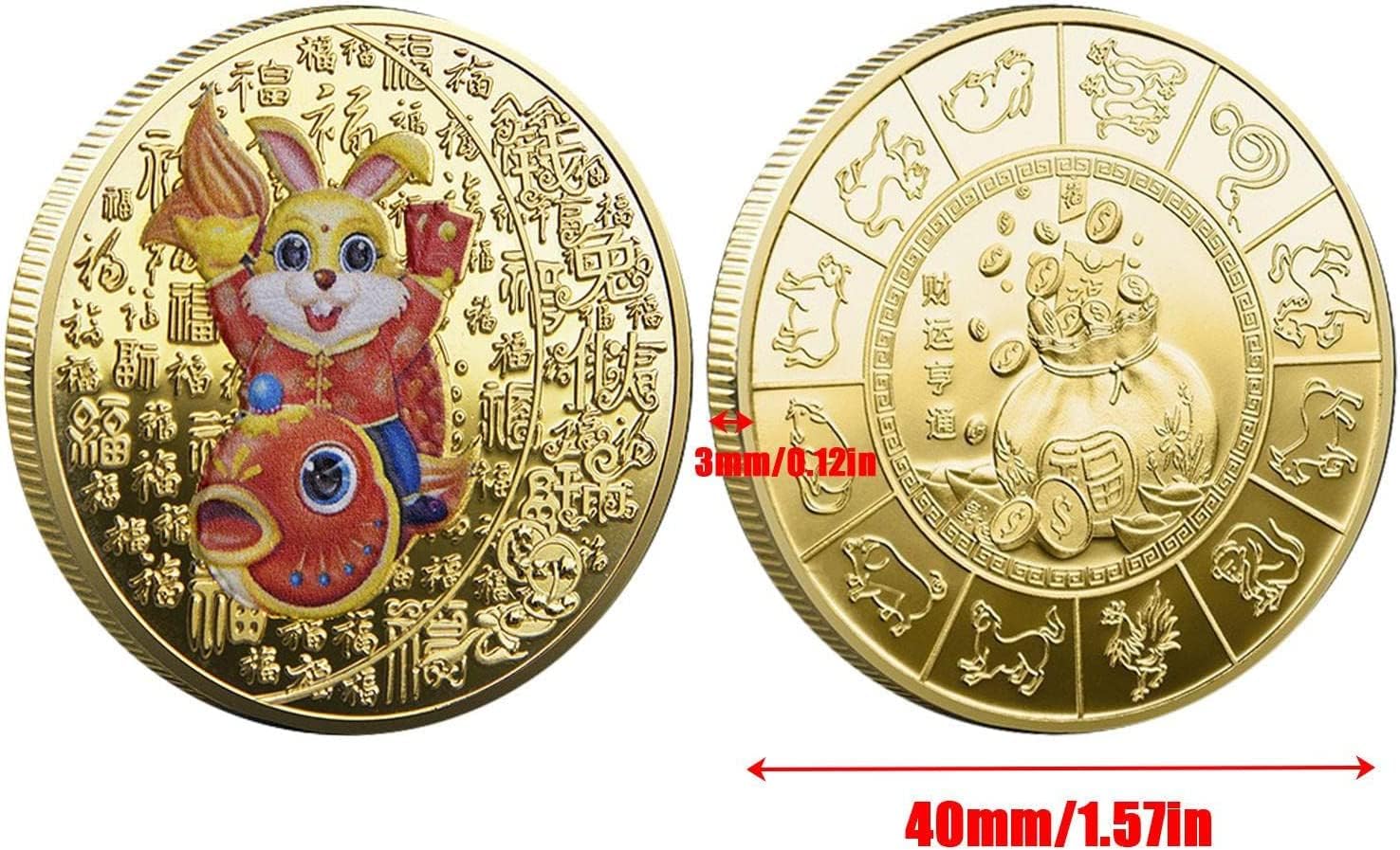 Amazon | うさぎコインの年,中国の干支うさぎ年フォーチュン コイン | コレクターのための幸運なウサギのお土産コイン、旧正月の贈り物 通販