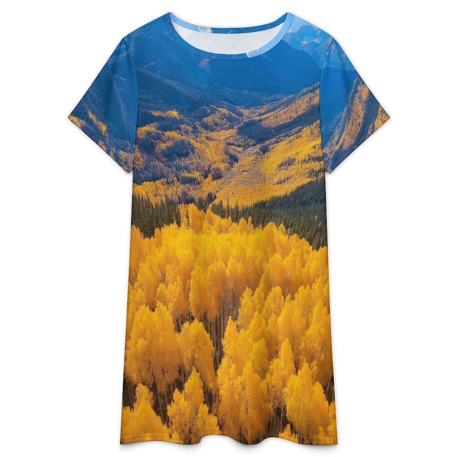 Camicie da Notte da Donna -Paesaggio Autunnale Camicia da Notte Estiva da Donna A Maniche Corte Taglie S-3Xl Morbida E Comoda Ideale per Stare in Casa.