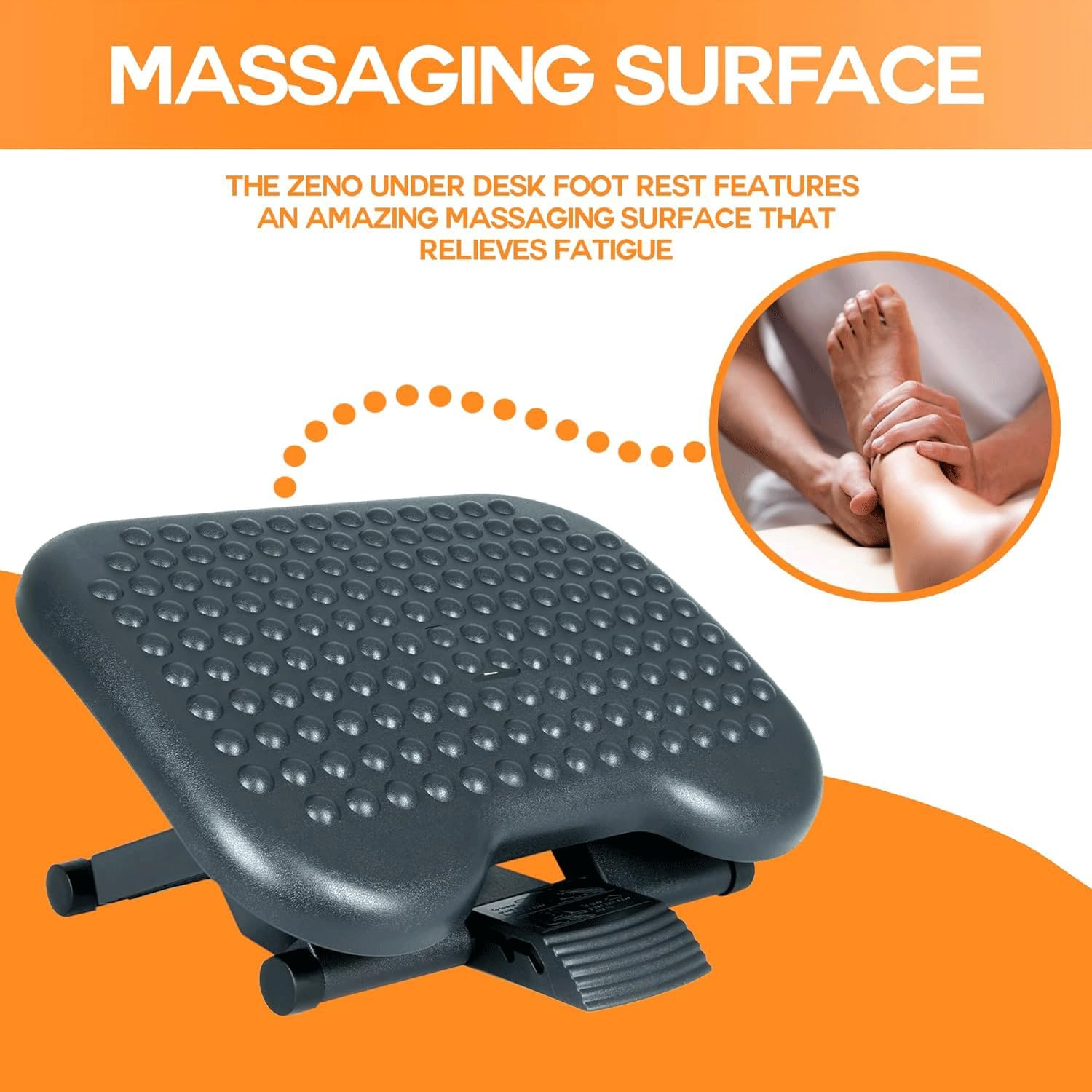 Pouf Regolabile A Tre Altezze - Pouf sotto La Scrivania | Pouf con Inclinazione Regolabile E Pannello Massaggiante per Un Maggiore Comfort nel Tuo Ufficio Domestico | Nero