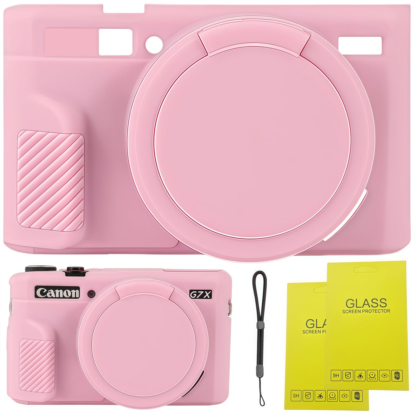 SZHSYJY G7X Mark II case,G7X Removable Lens Cover Silicone Cover for Canon PowerShot G7X ii,Comes with 2 Screen Protectors and 1 Wrist Strap.G7X