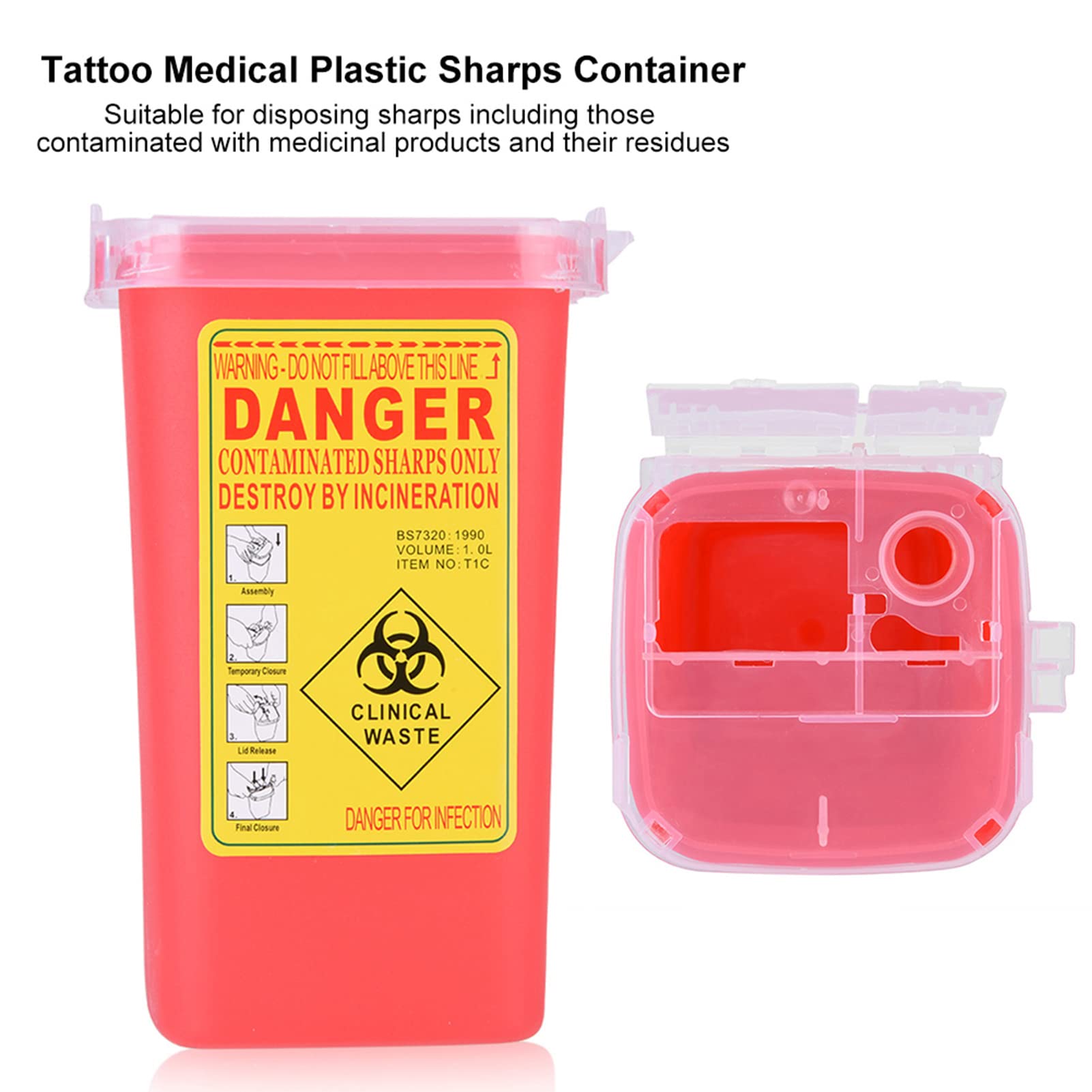 Contenitore per Oggetti Taglienti Plastica Medica 1L Rosso