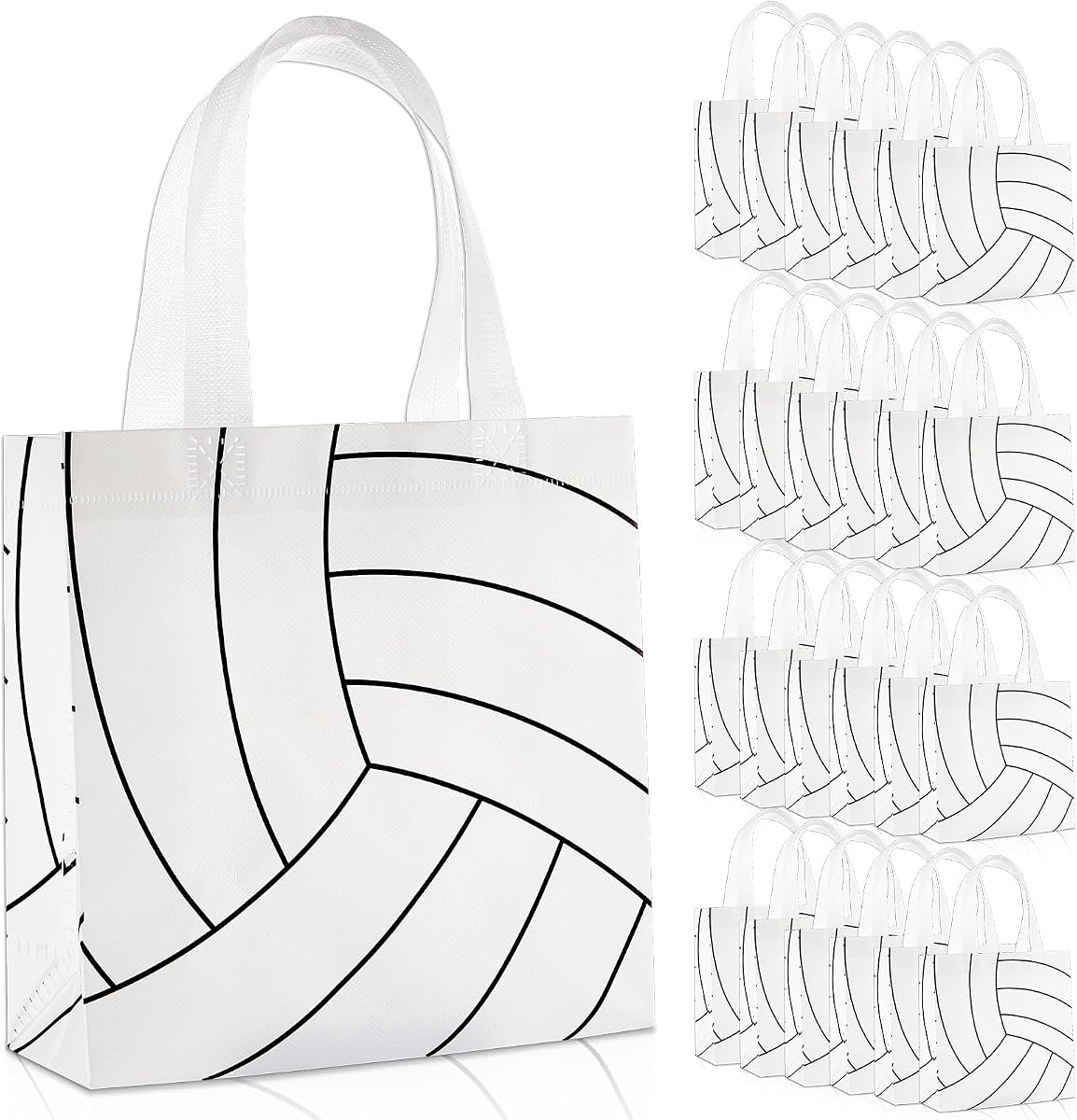 24Pcs Volleyball Gift Bags With Handles Bulk Sport Theme Treat Candy Bags Volleyball Team Present Non Woven Goodie Snack Favor Bag for Sport Boys Birthday Party Favor Baby Shower Decorations Supplies