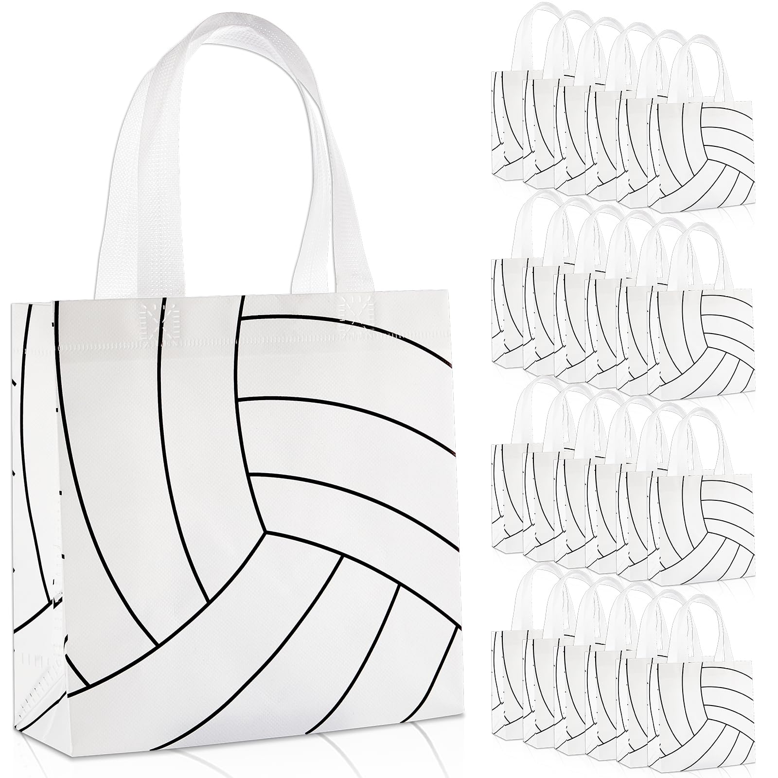 24Pcs Volleyball Gift Bags With Handles Bulk Sport Theme Treat Candy Bags Volleyball Team Present Non Woven Goodie Snack Favor Bag for Sport Boys Birthday Party Favor Baby Shower Decorations Supplies