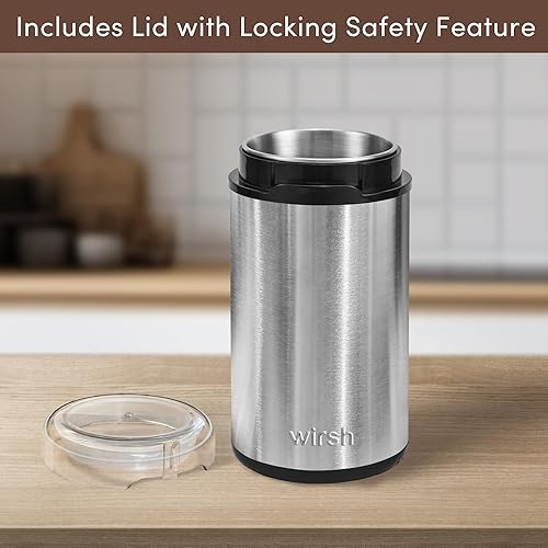 Miniatura 4 de Wirsh Molinillo de café de hierbas, molinillo de café eléctrico con cuchillas de acero inoxidable, molinillo de café y especias con potente motor y